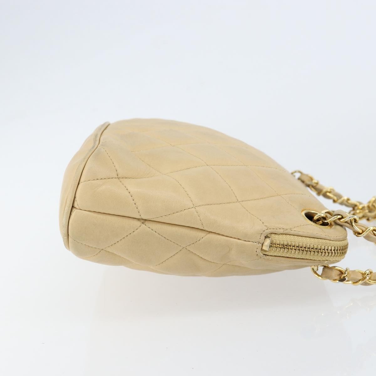 Chanel Vintaghe Chain Quilted Caviar Beige Leather Shoulder Bag Bag (Pre-Owned)