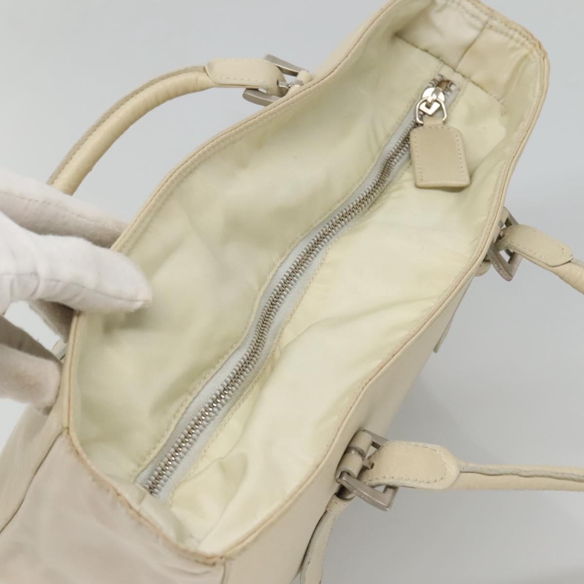 Prada Vintage Nylon And Leather White Leather Shoulder Bag Bag (Pre-Owned)