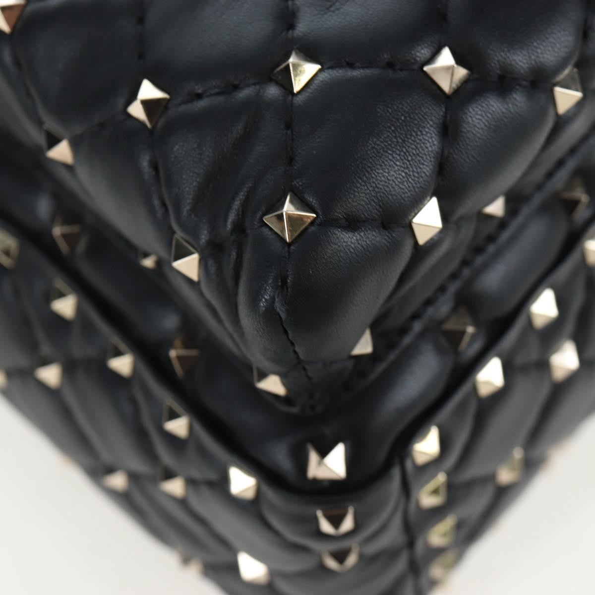 Valentino Garavani Rockstud Spike Quilted Leather Black Leather Backpack Bag (Pre-Owned)