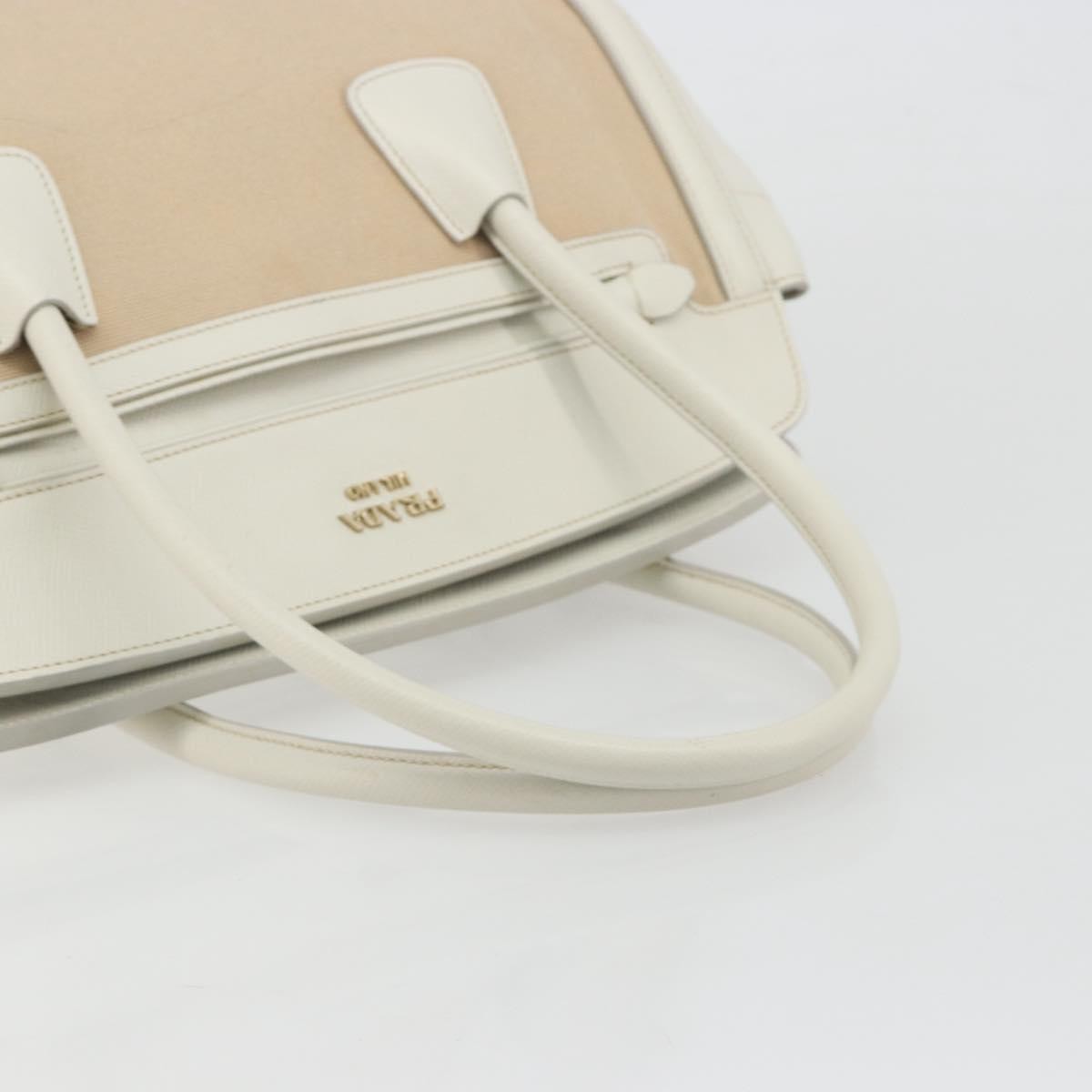 Prada Cuir Frame Convertible Canvas And Saffiano Leather Beige Canvas Tote Bag Bag (Pre-Owned)