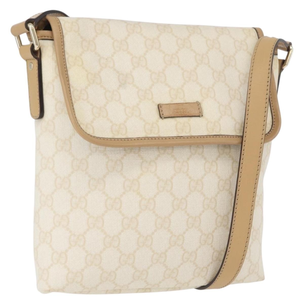 Gucci Flap Messenger Gg Coated Canvas Beige Canvas Shoulder Bag Bag (Pre-Owned)