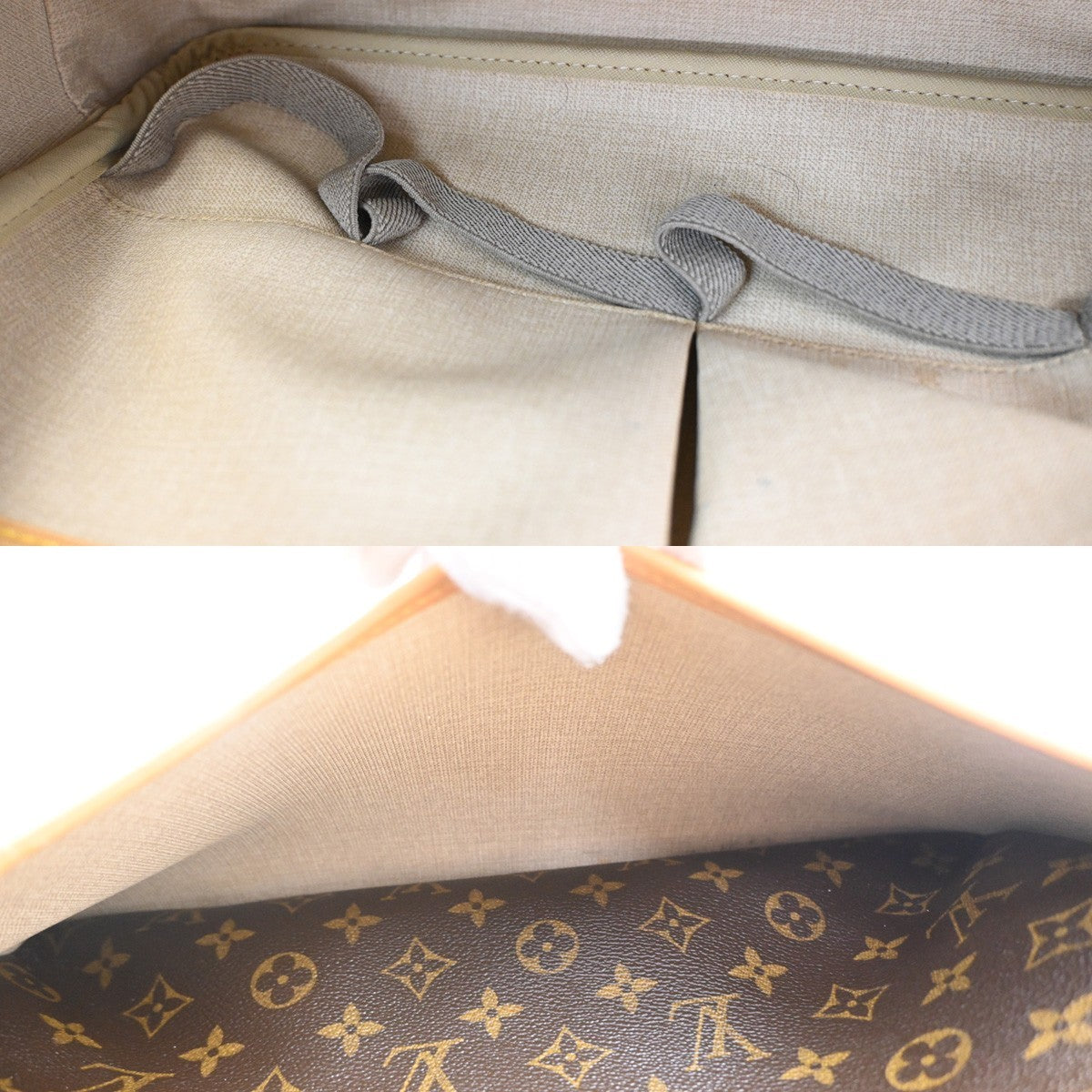 Louis Vuitton Deauville Monogram Canvas Brown Leather Handbag (Pre-Owned)