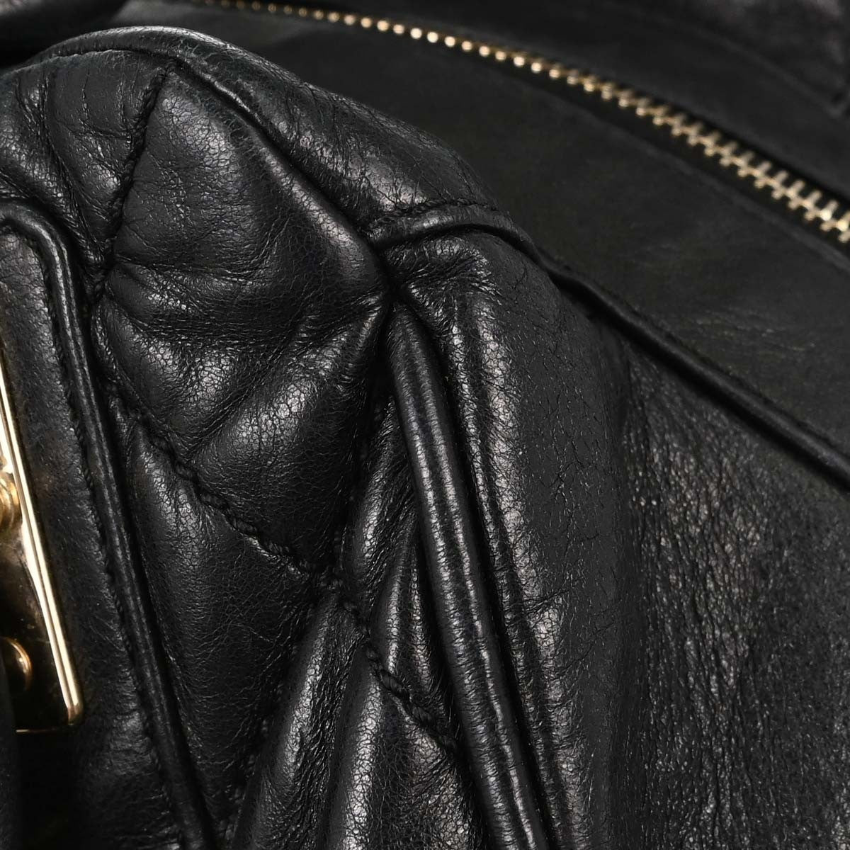 Chanel Lady Braid Bowler Quilted Distressed Calfskin Black Leather Handbag (Pre-Owned)