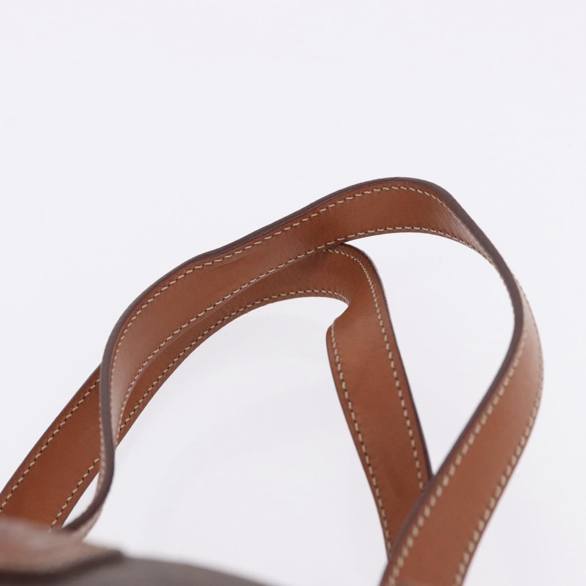 Celine Vintage Barrel Macadam Canvas & Leather Brown Pvc Handbag (Pre-Owned)