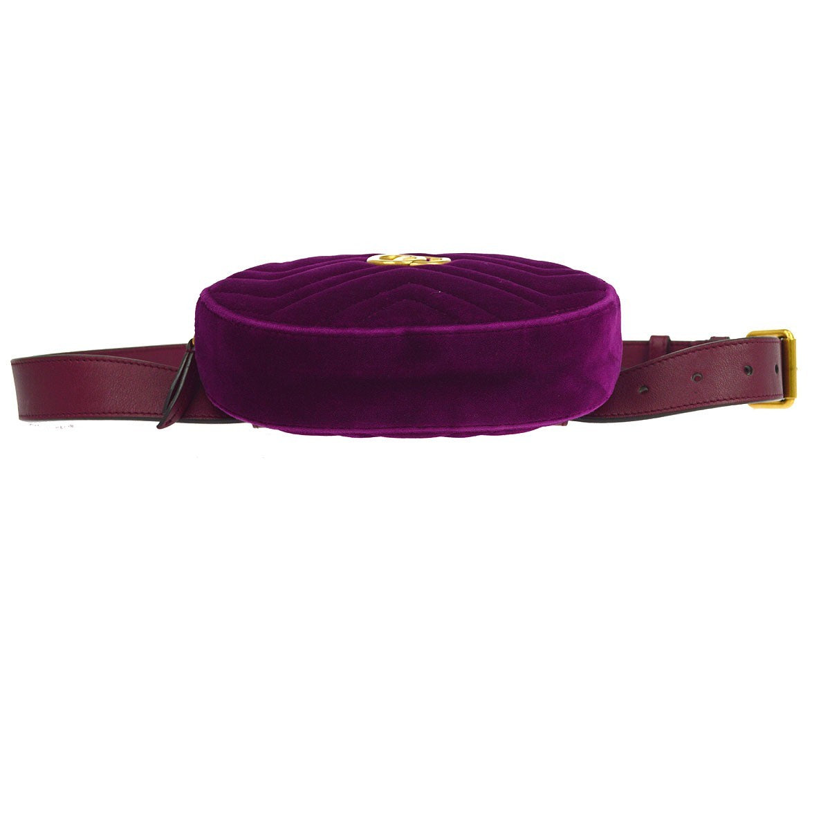 Gucci Gg Marmont Belt Matelasse Velvet Purple Velvet Handbag (Pre-Owned)