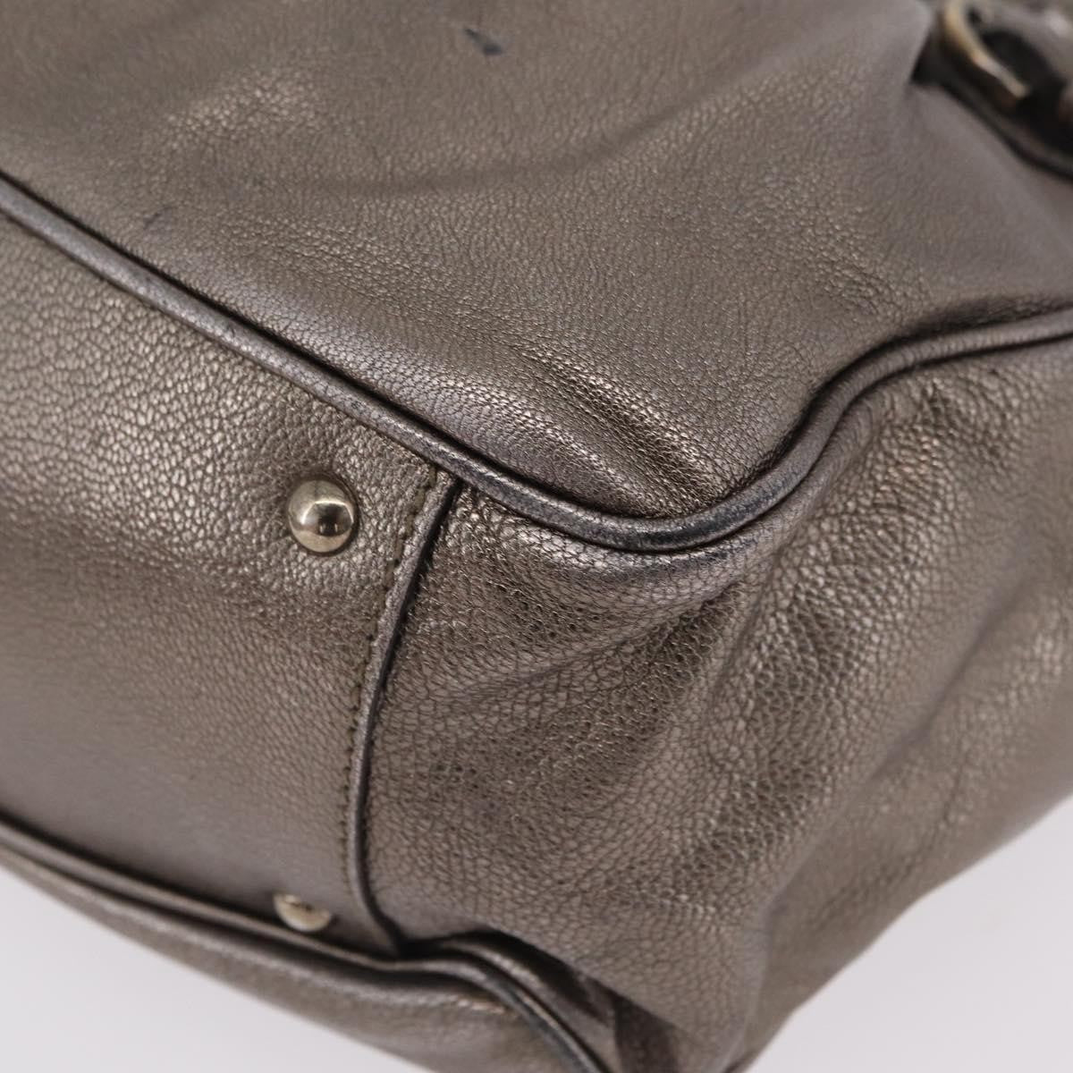Salvatore Ferragamo Gancini Top Handle Leather Silver Leather Handbag (Pre-Owned)