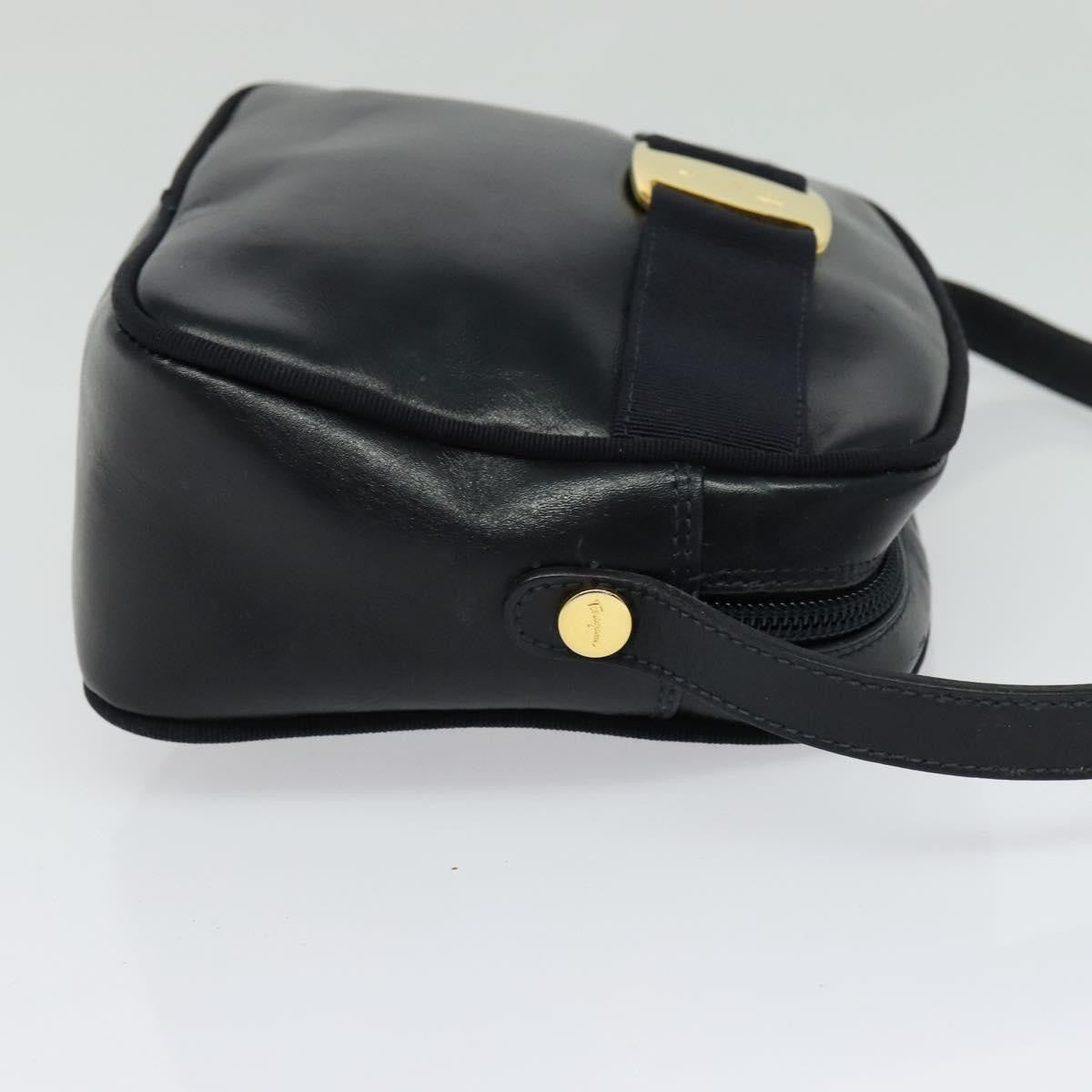 Salvatore Ferragamo Vala Leather Navy Leather Shoulder Bag Bag (Pre-Owned)