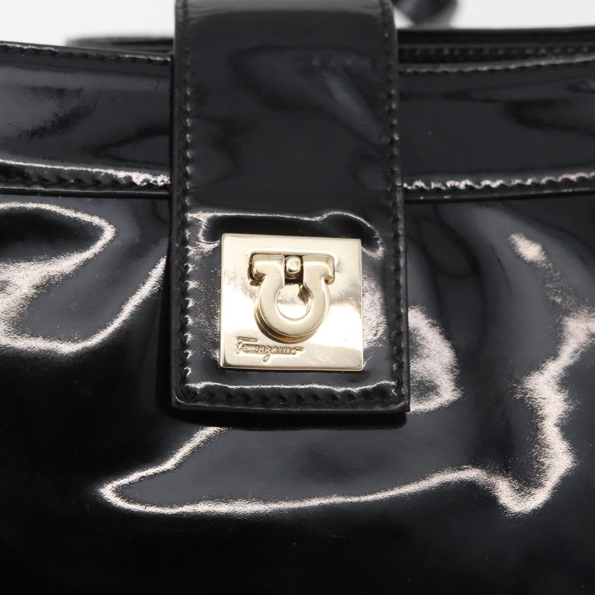 Salvatore Ferragamo Gancini Patent Leather Black Patent_Leather Shoulder Bag Bag (Pre-Owned)