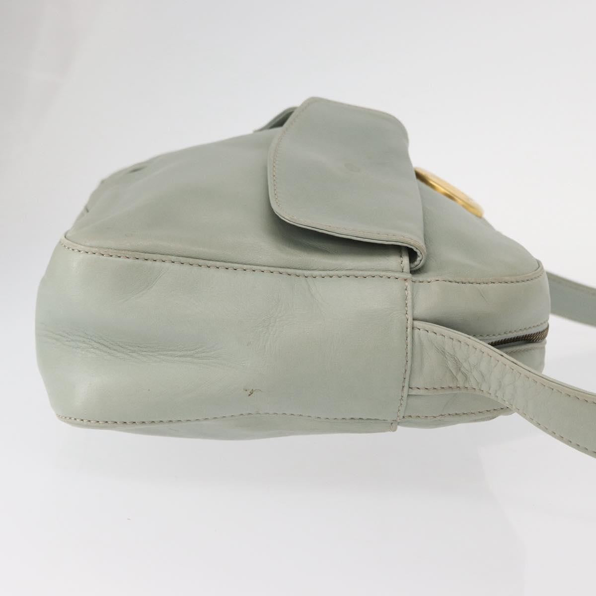 Celine Circle Logo Leather Green Leather Shoulder Bag Bag (Pre-Owned)