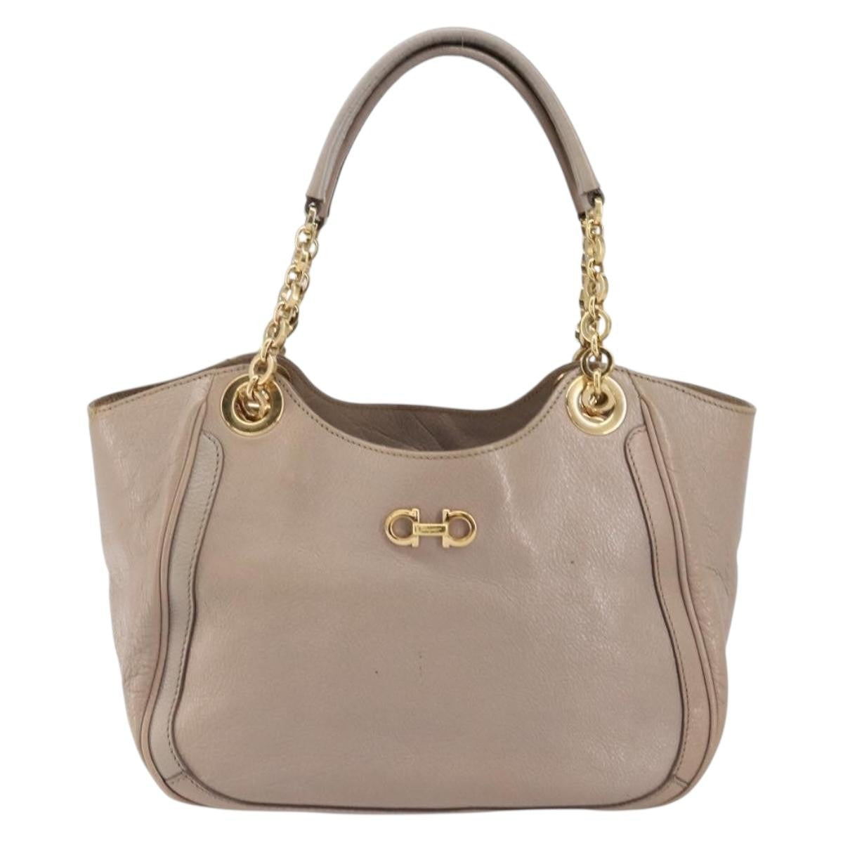 Salvatore Ferragamo Gancini Leather Pink Leather Handbag (Pre-Owned)