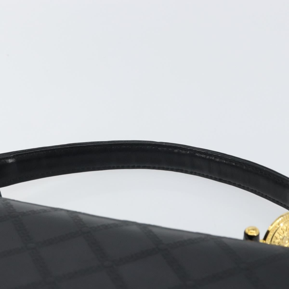 Versace Vintage Leather Black Leather Handbag (Pre-Owned)