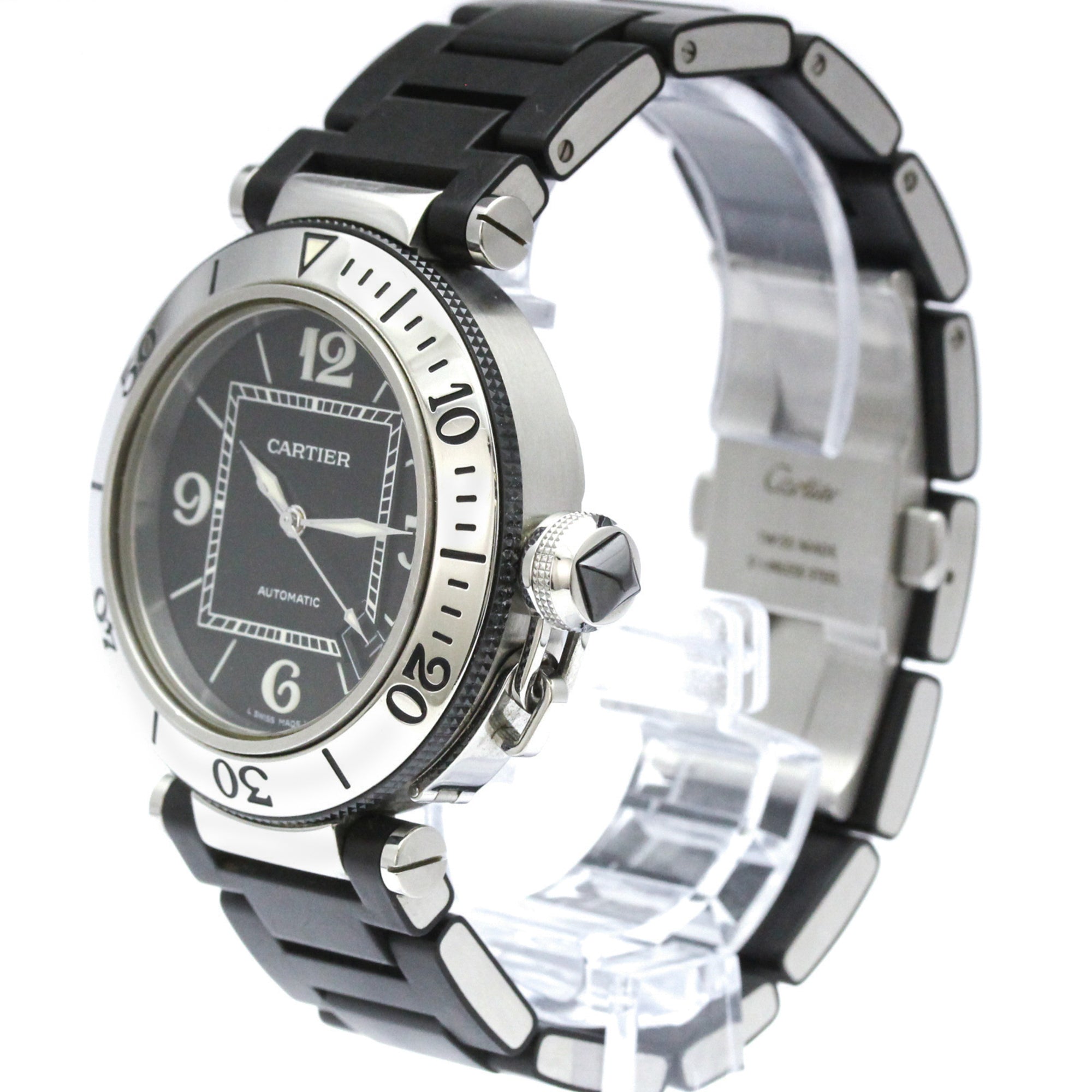 Cartier Pasha Seatimer Automatic Stainless Steel And Rubber Watch (Pre-Owned)