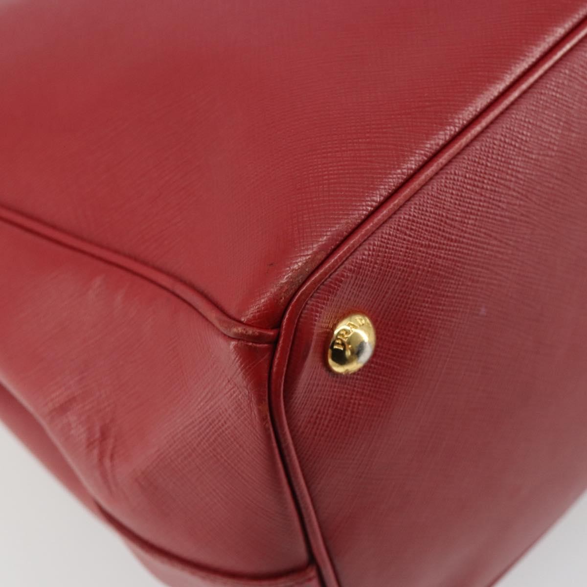 Prada Double Zip Lux Tote Saffiano Leather Red Leather Handbag (Pre-Owned)