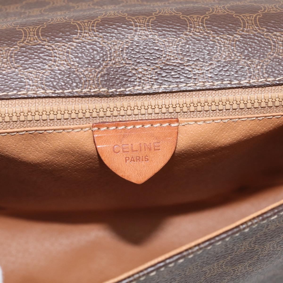 Celine Macadam Shoulder Leather Brown Canvas Crossbody Bag Bag (Pre-Owned)