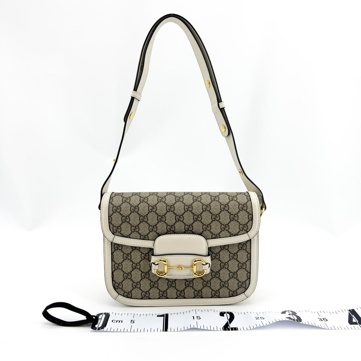Gucci Horsebit 1955 Gg Coated Canvas With Leather Beige Canvas Shoulder Bag Bag (Pre-Owned)