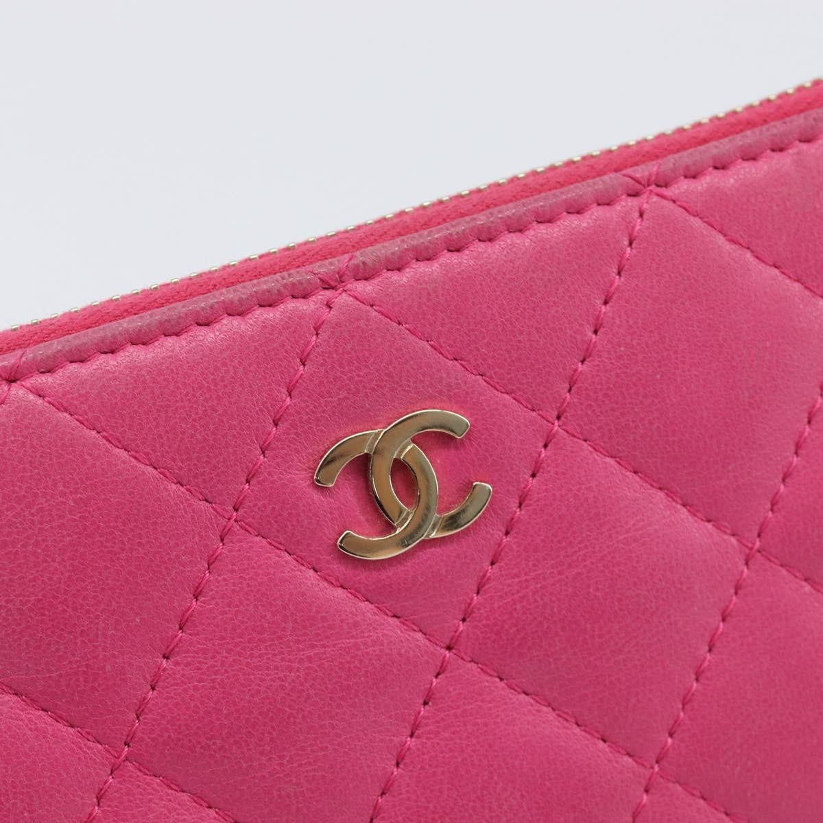 Chanel Cc Zip Coin Purse Quilted Lambskin Pink Leather Wallets Accessory (Pre-Owned)