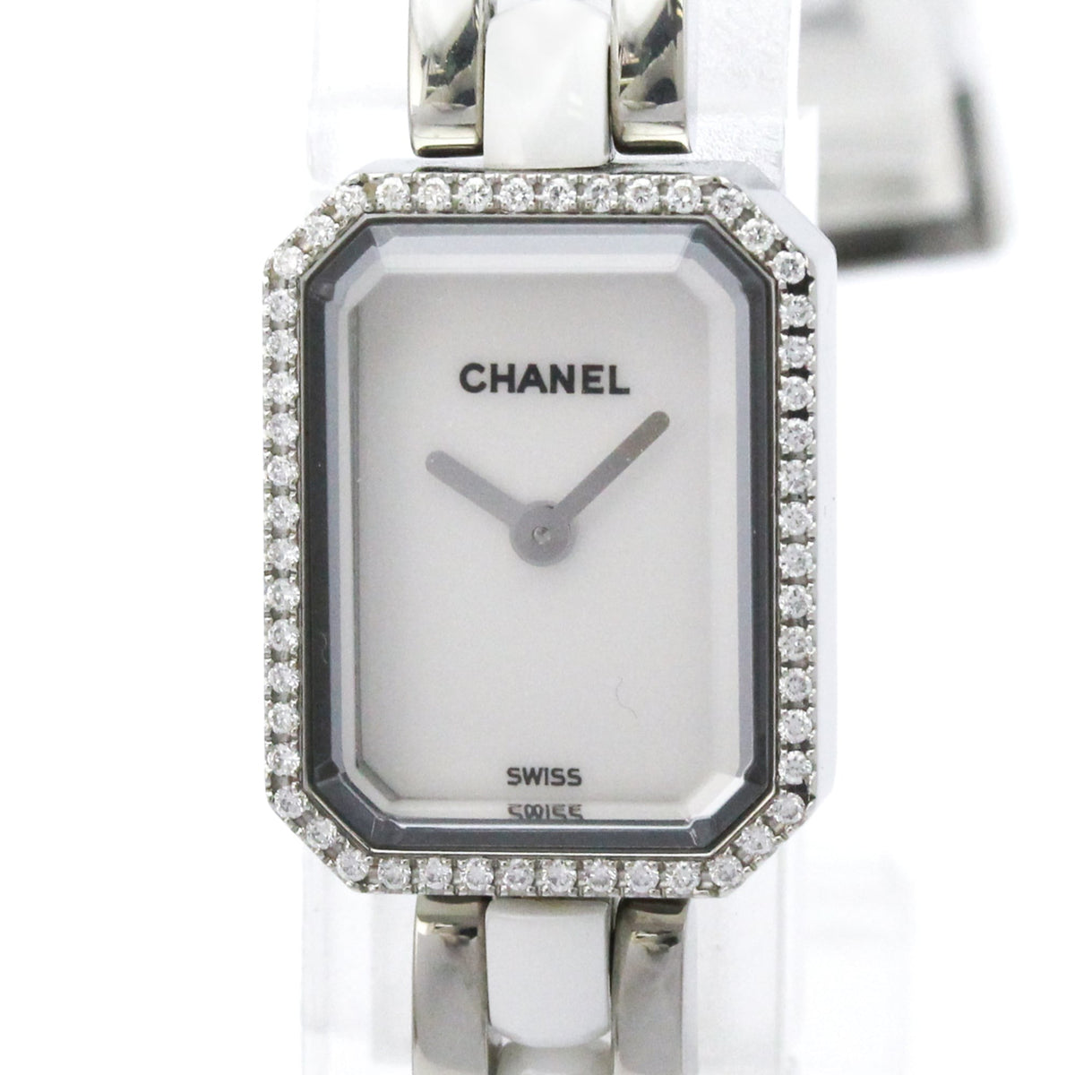 Chanel Premiere Mini Quartz Stainless Steel And Ceramic With Diamond Bezel Watch (Pre-Owned)