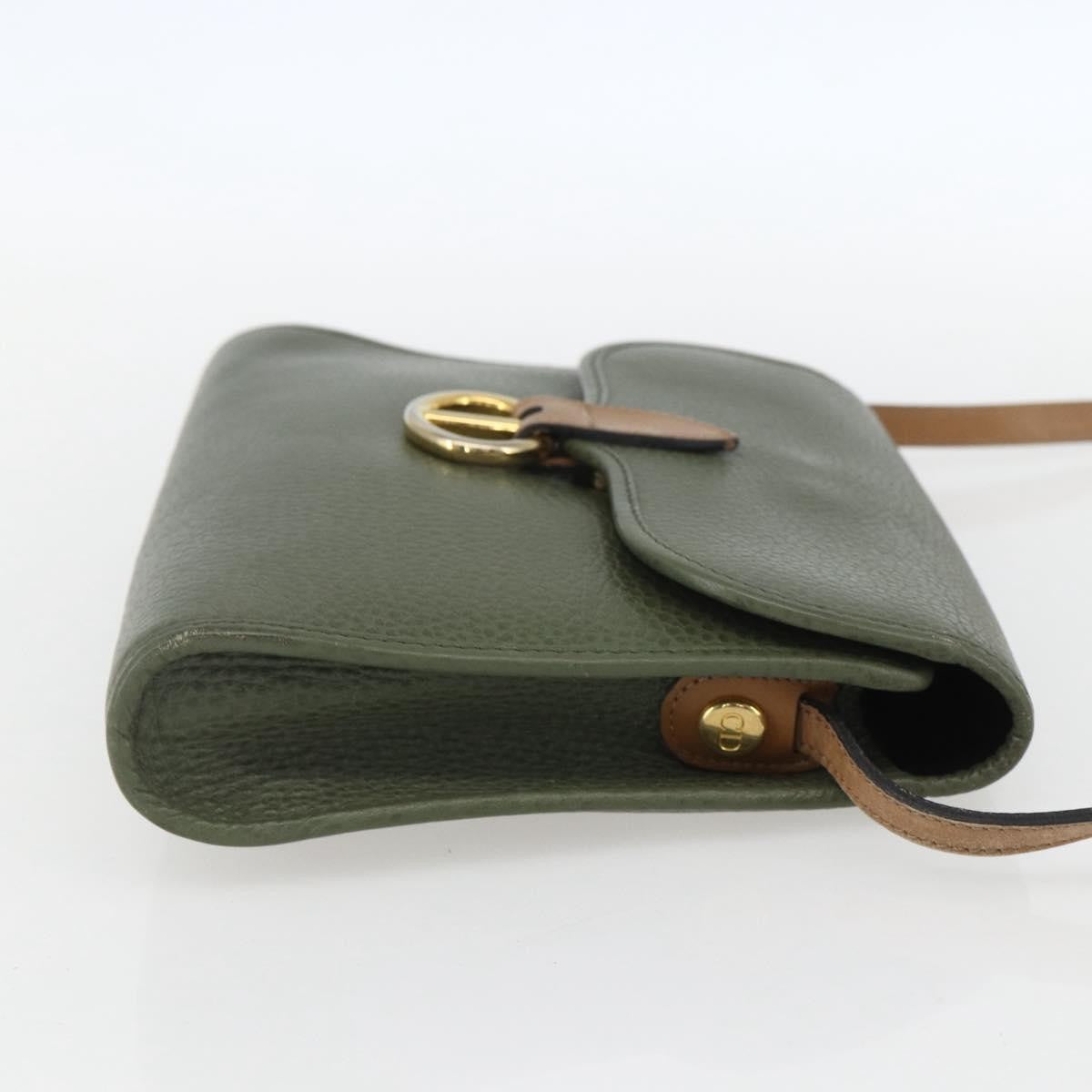 Christian Dior Vintage Leather Khaki Leather Shoulder Bag Bag (Pre-Owned)