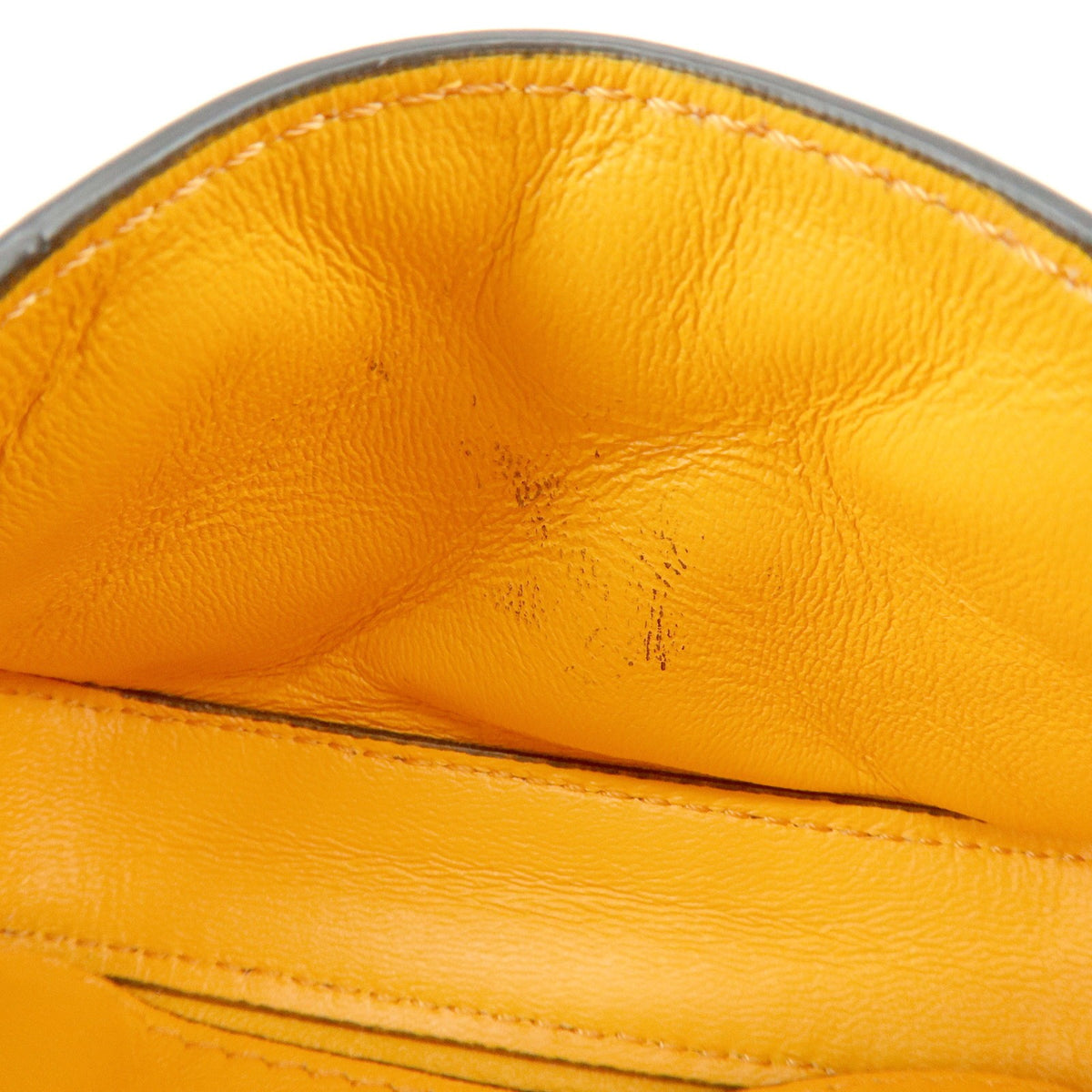 Fendi Chain Baguette Charm Zucca Embossed Leather Orange Leather Handbag (Pre-Owned)