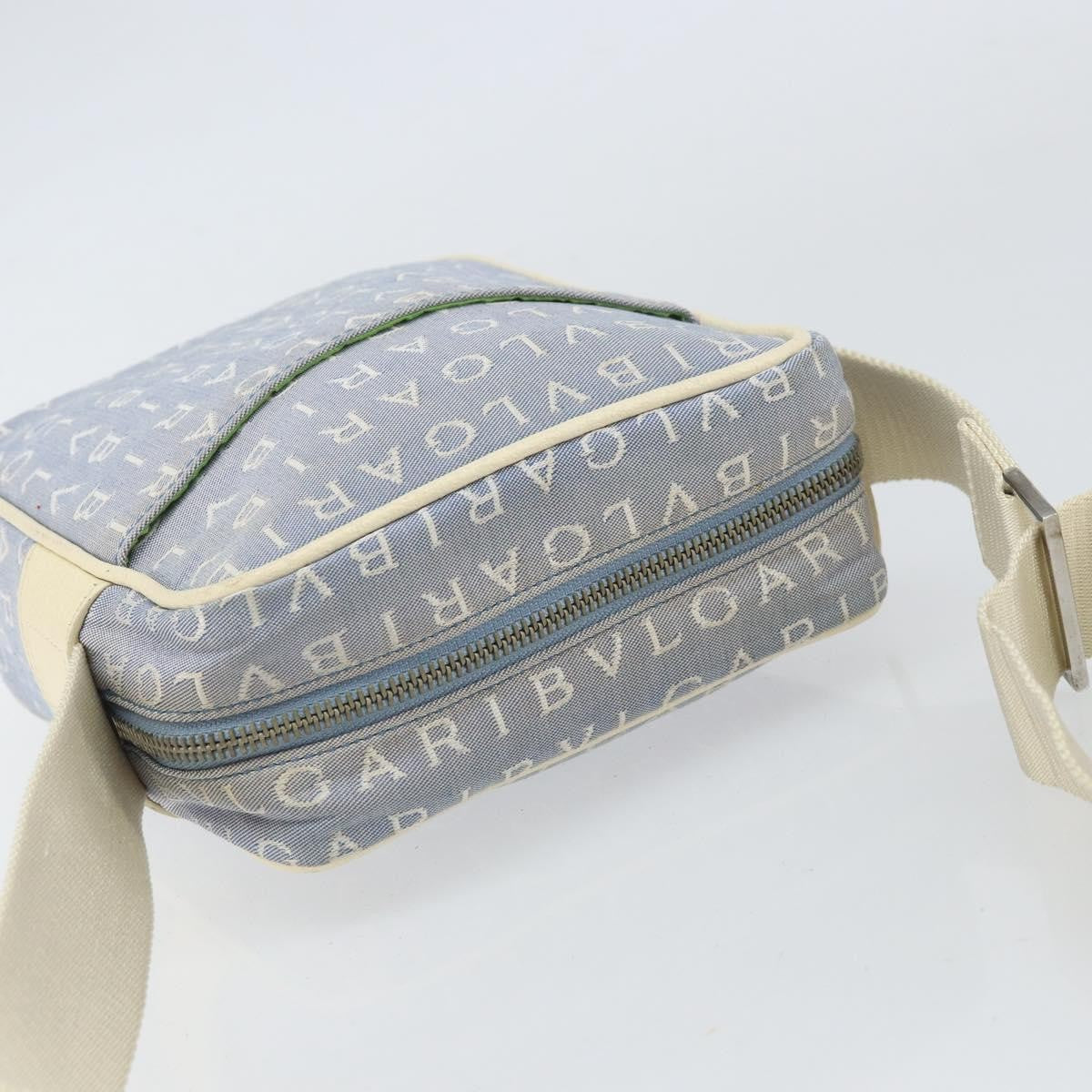 Bvlgari Logomania Canvas With Leather Blue Canvas Shoulder Bag Bag (Pre-Owned)