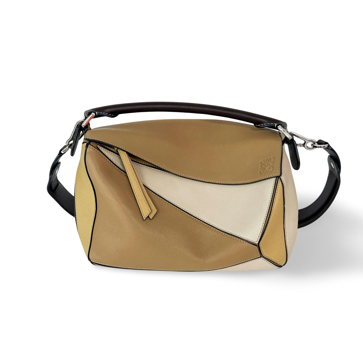 Loewe Puzzle Patchwork Leather Brown Calfskin Handbag (Pre-Owned)