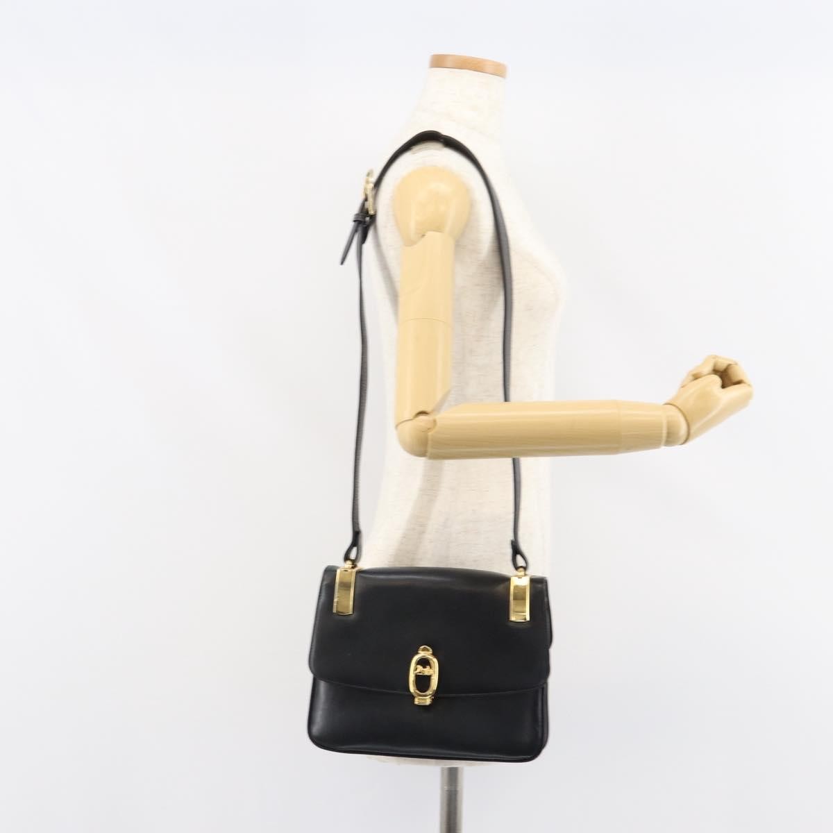 Celine Horse Carriage Leather Black Leather Shoulder Bag Bag (Pre-Owned)