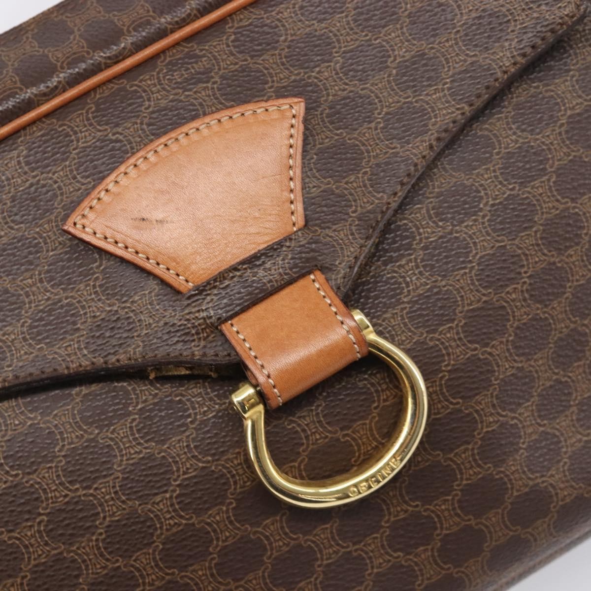 Celine Vintage Macadam Circle Logo Canvas And Leather Brown Pvc Shoulder Bag Bag (Pre-Owned)