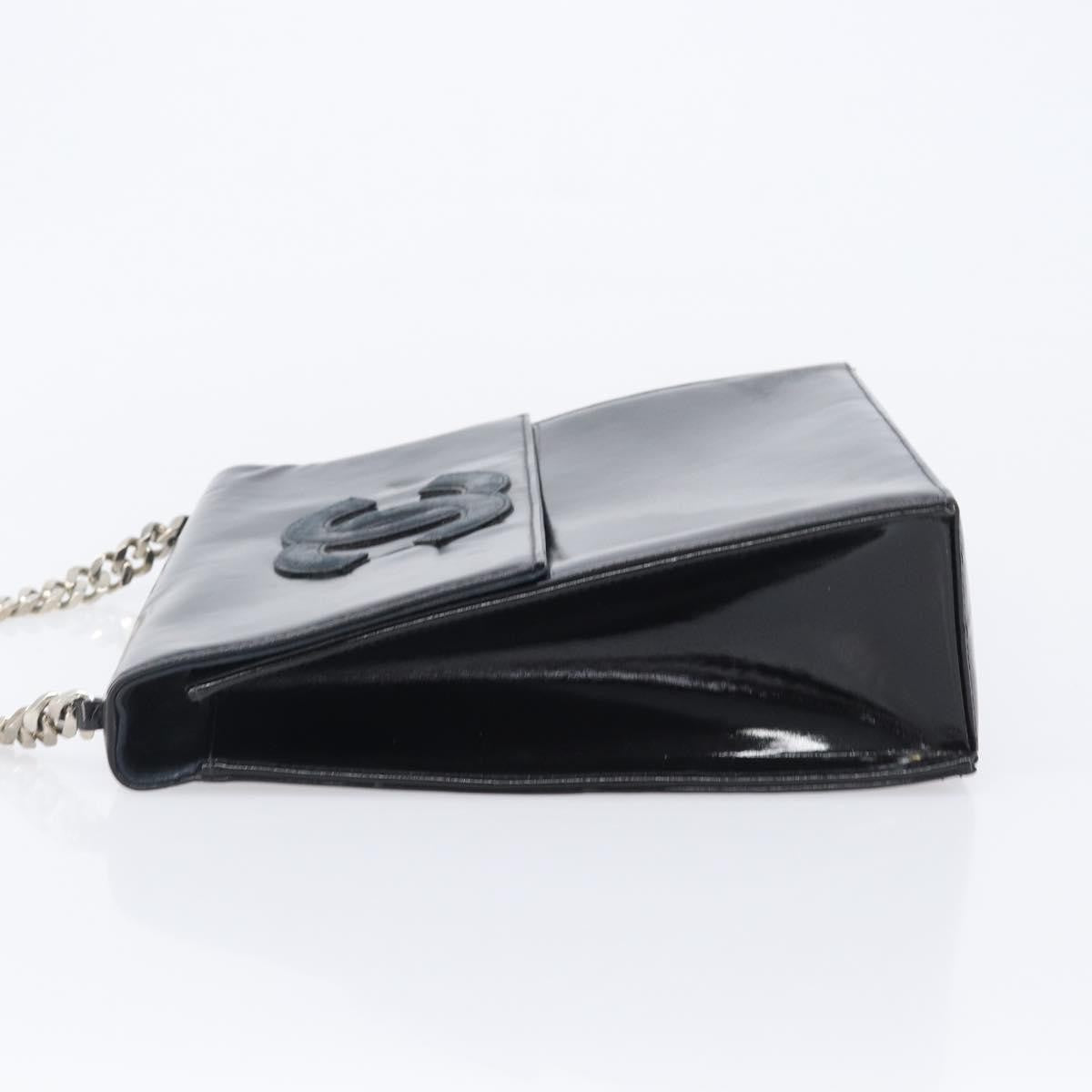 Chanel Chain Handle Leather Black Patent_Leather Tote Bag Bag (Pre-Owned)