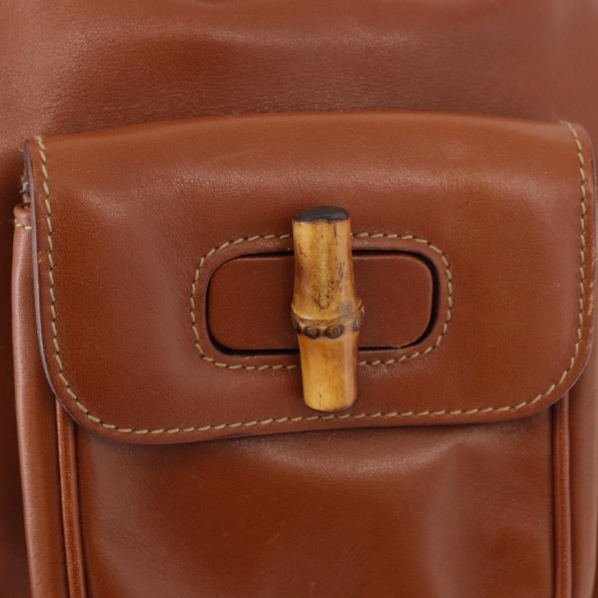 Gucci Vintage Bamboo Leather Brown Leather Backpack Bag (Pre-Owned)
