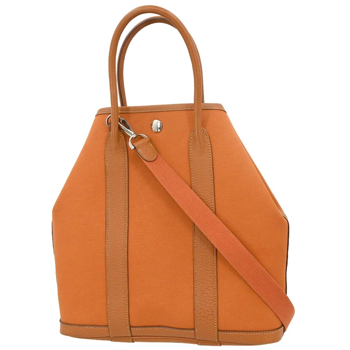 Hermes Garden File Toile And Leather Orange Canvas Tote Bag Bag (Pre-Owned)