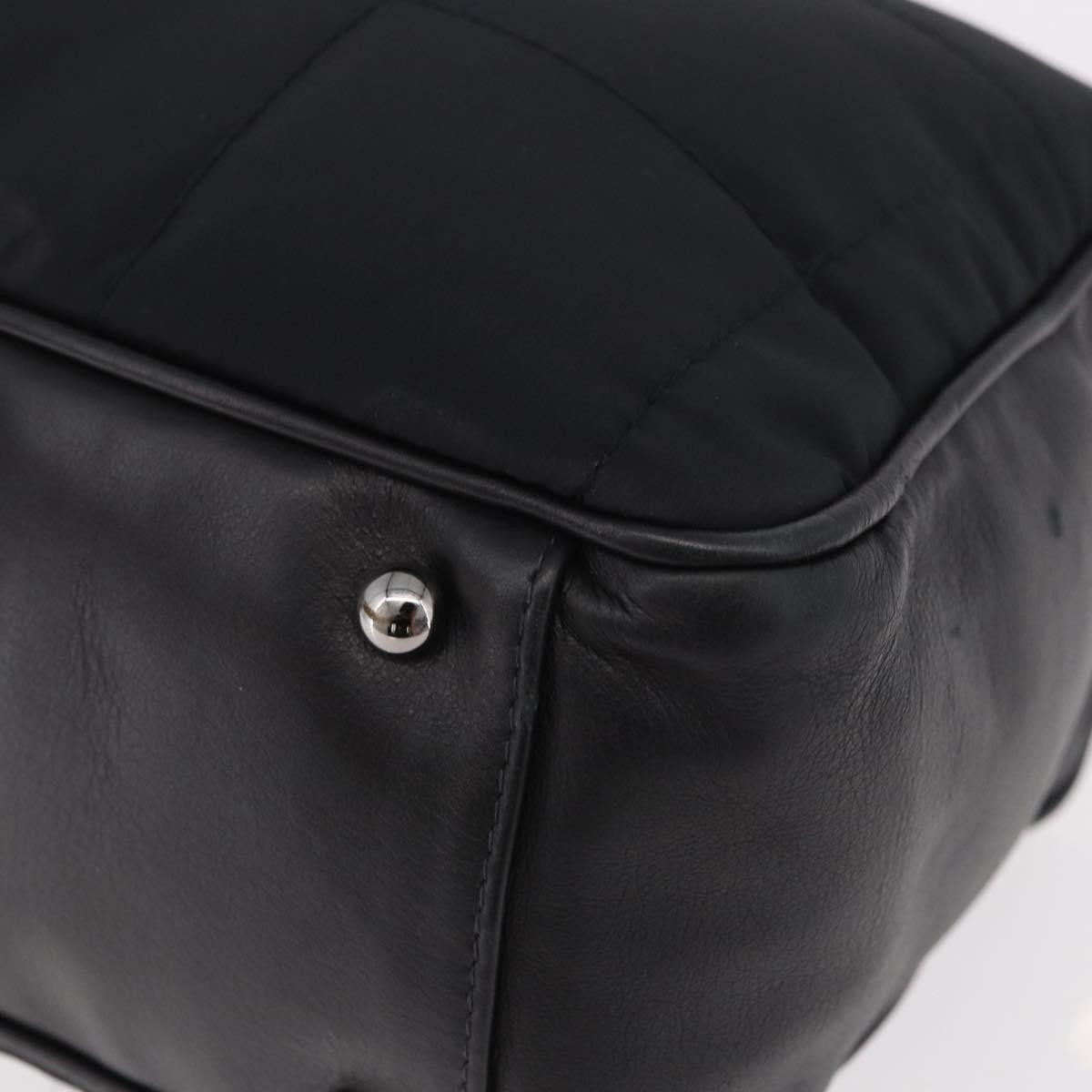 Chanel Square Stitch Boston Quilted Nylon Black Nylon Handbag (Pre-Owned)