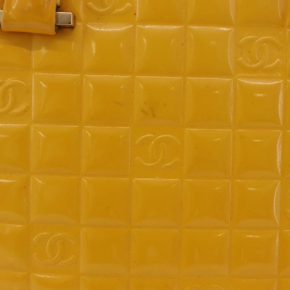 Chanel Chocolate Bar Cc Quilted Patent Yellow Patent_Leather Tote Bag Bag (Pre-Owned)