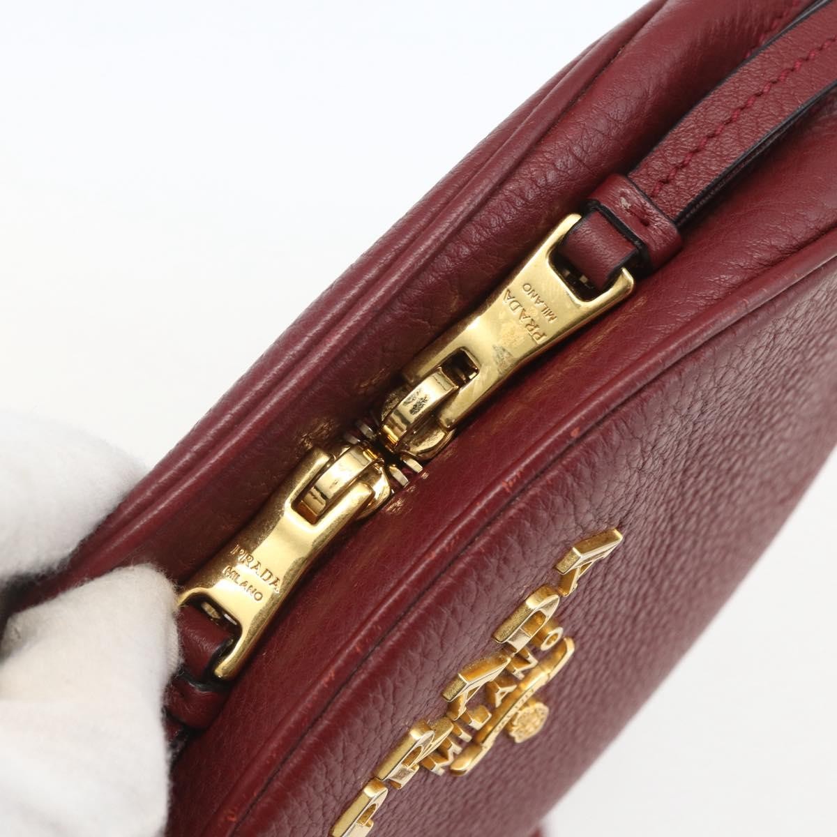 Prada Dual Strap Vitello Daino Burgundy Leather Shoulder Bag Bag (Pre-Owned)
