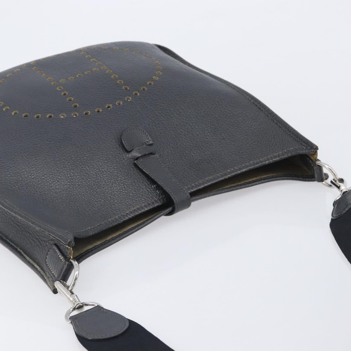 Hermes Evelyne Bag Gen I Clemence Black Leather Handbag (Pre-Owned)