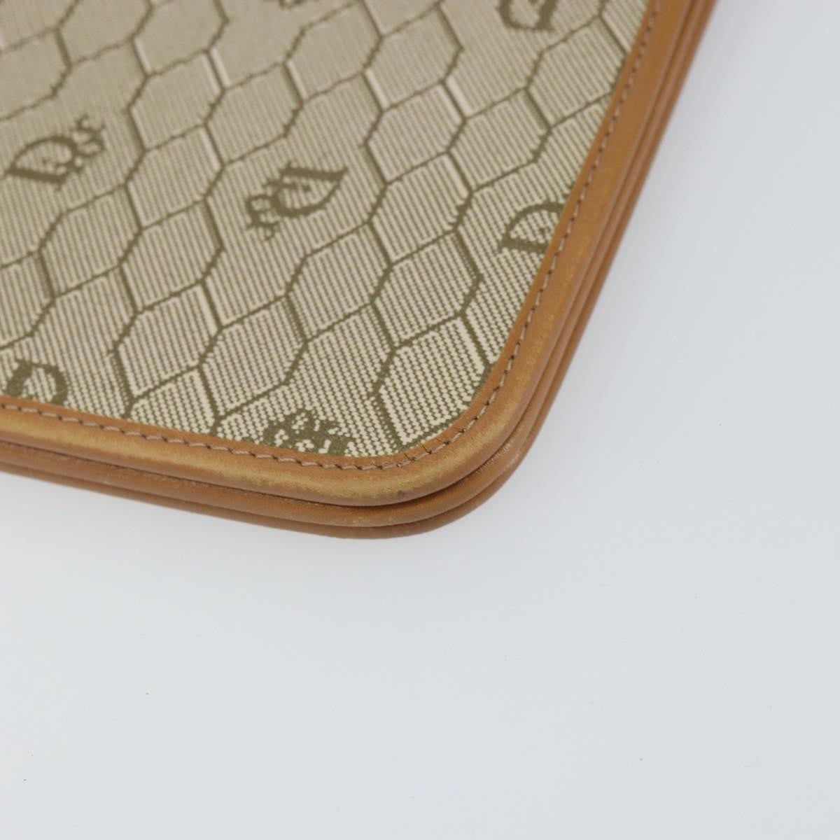 Christian Dior Vintage Honeycomb Clutch Canvas Beige Canvas Clutche & Pouche Bag (Pre-Owned)