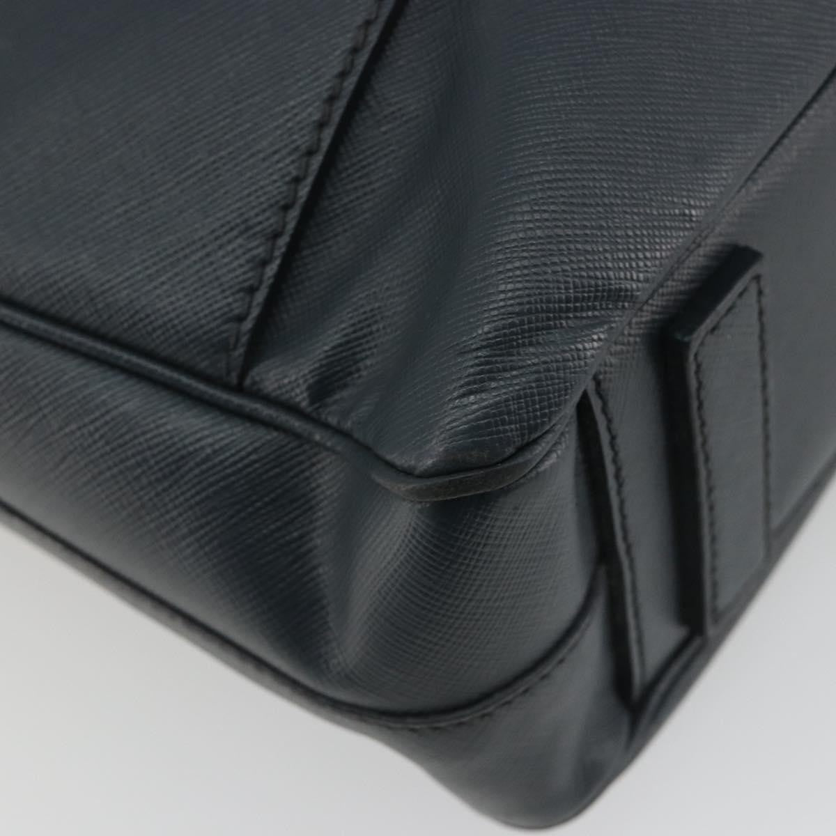 Prada Zip Around Saffiano Leather Navy Leather Briefcase Bag (Pre-Owned)