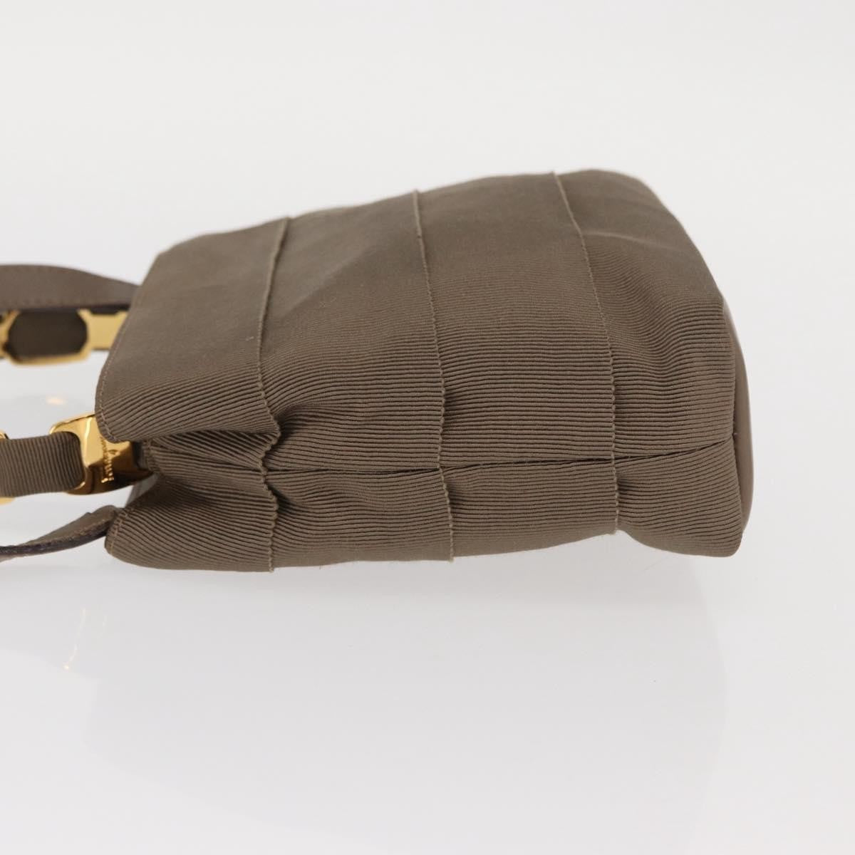 Salvatore Ferragamo Vala Canvas Beige Canvas Handbag (Pre-Owned)