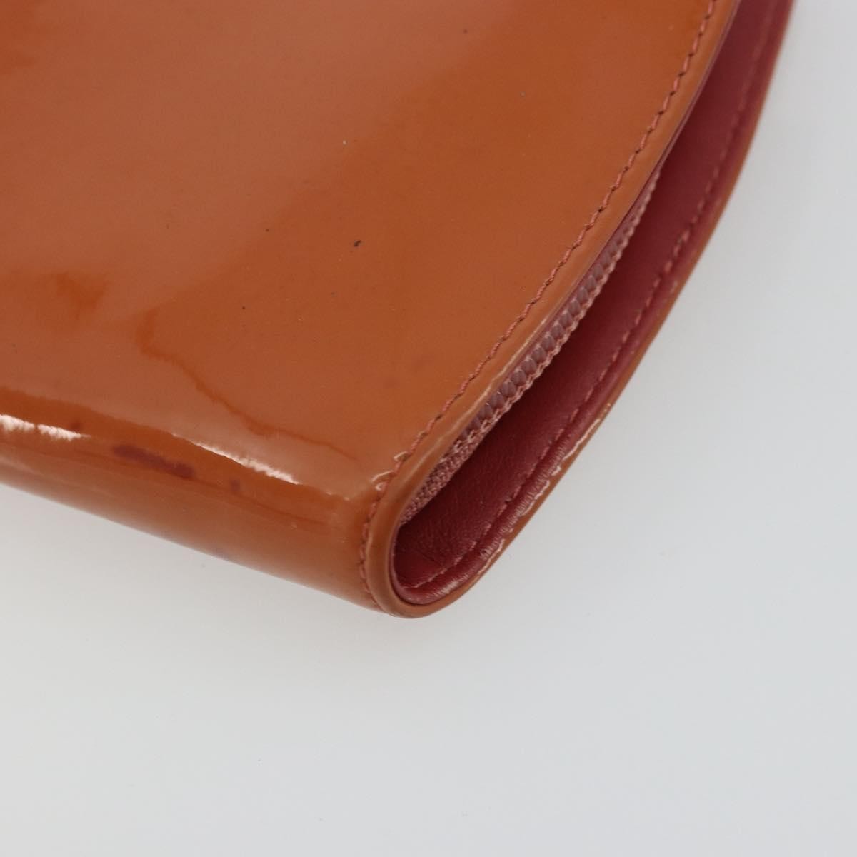 Chanel Cc Logo Zip Around Patent Orange Patent_Leather Wallets Accessory (Pre-Owned)