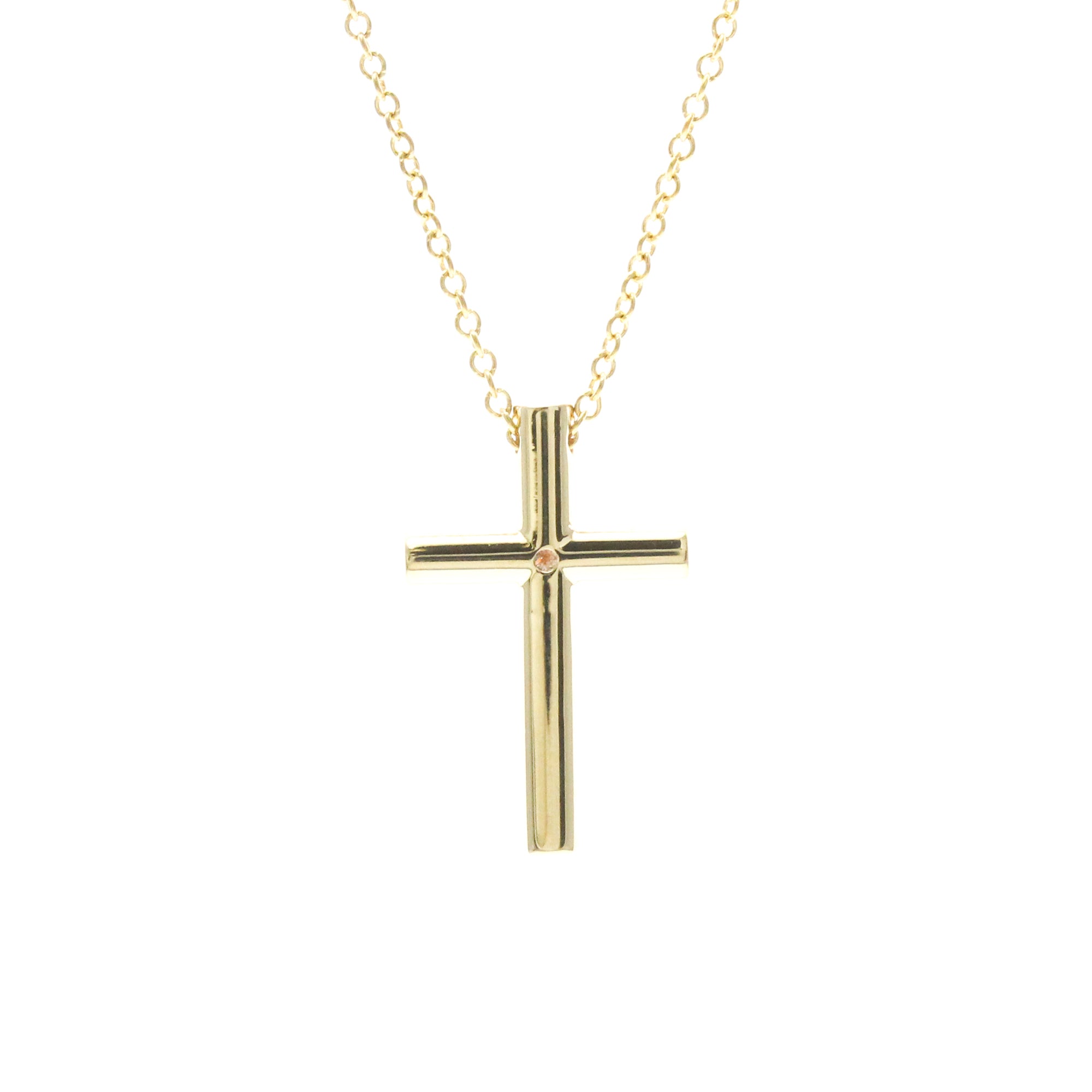 Tiffany & Co. Cross Pendant 18K Yellow Gold With Diamond Gold Yellow_Gold Necklace Jewelry (Pre-Owned)