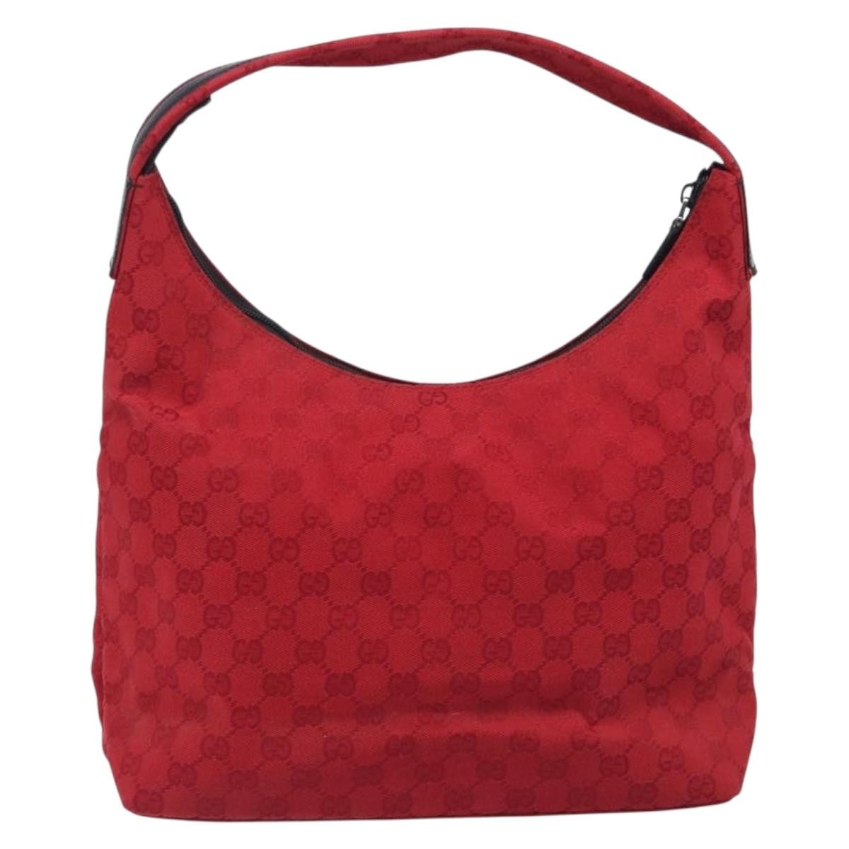 Gucci Double Pocket Zip Hobo Gg Canvas Red Canvas Shoulder Bag Bag (Pre-Owned)