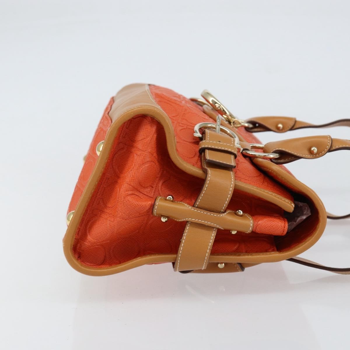 Salvatore Ferragamo Gancini Canvas Orange Pvc Shoulder Bag Bag (Pre-Owned)