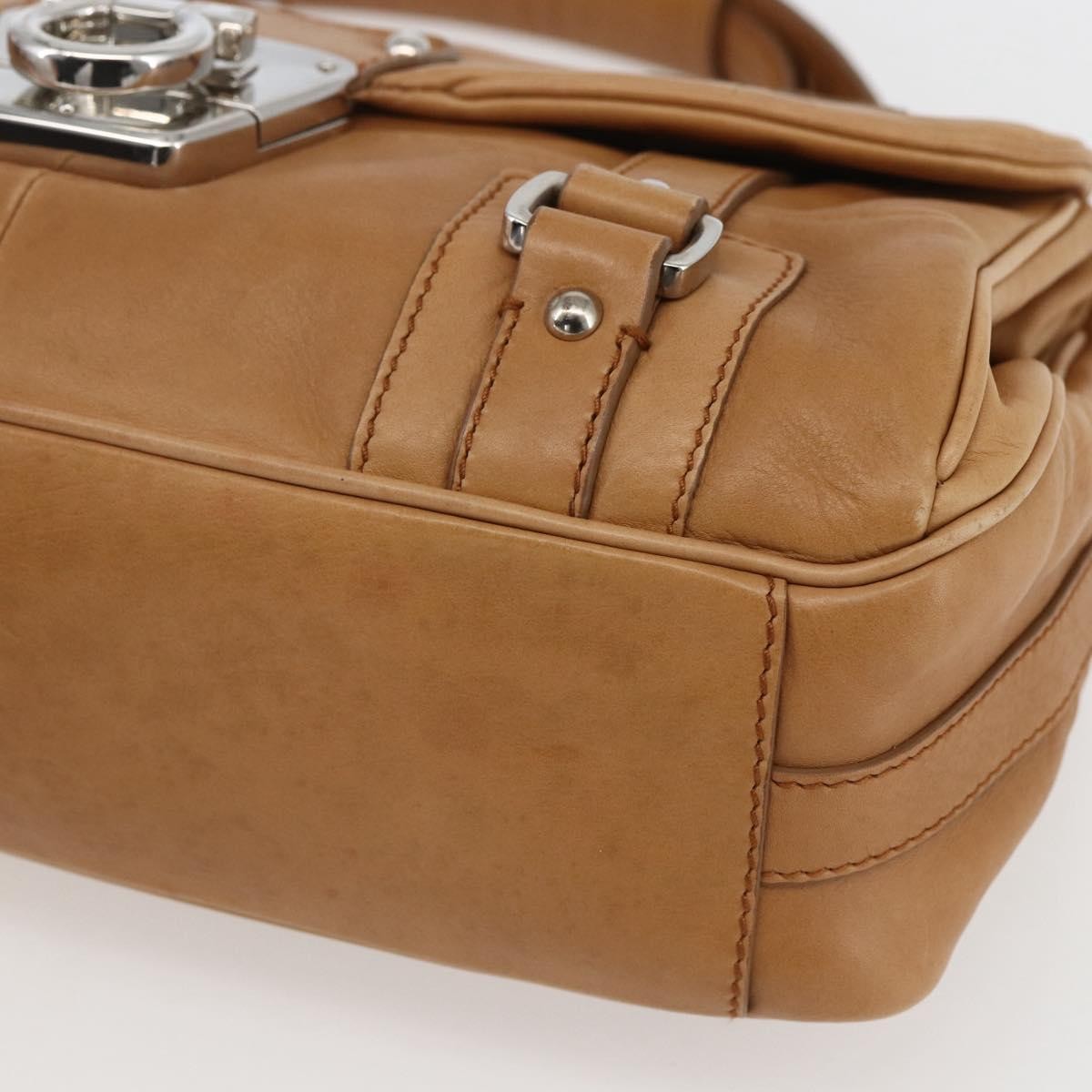 Salvatore Ferragamo Gancini Leather Brown Leather Shoulder Bag Bag (Pre-Owned)