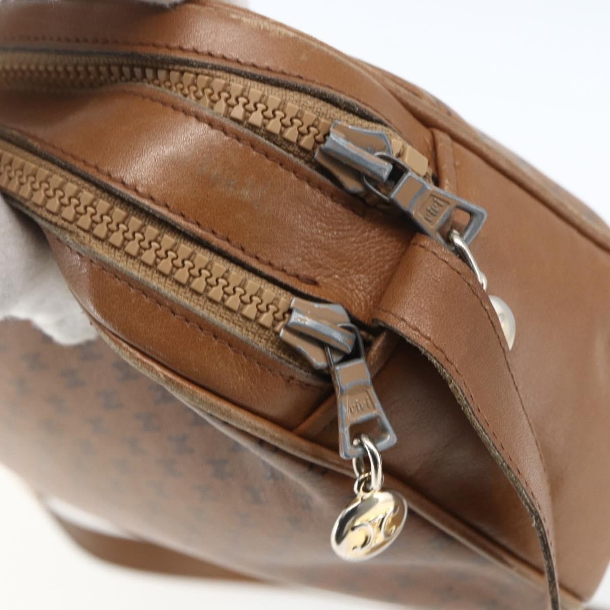 Celine Vintage Macadam Canvas And Leather Brown Canvas Shoulder Bag Bag (Pre-Owned)