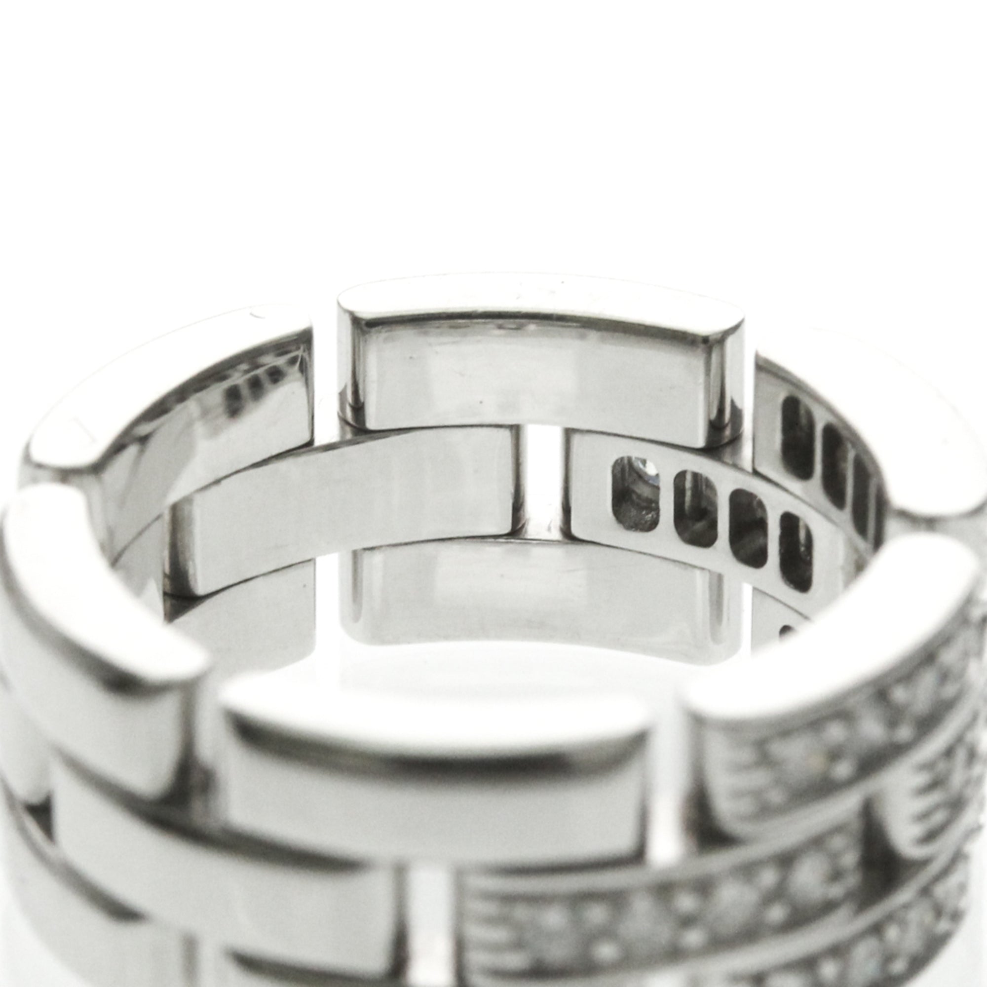 Cartier Maillon Panthere 3 Row Band 18K White Gold With Half Diamonds Silver White_Gold Ring Jewelry (Pre-Owned)
