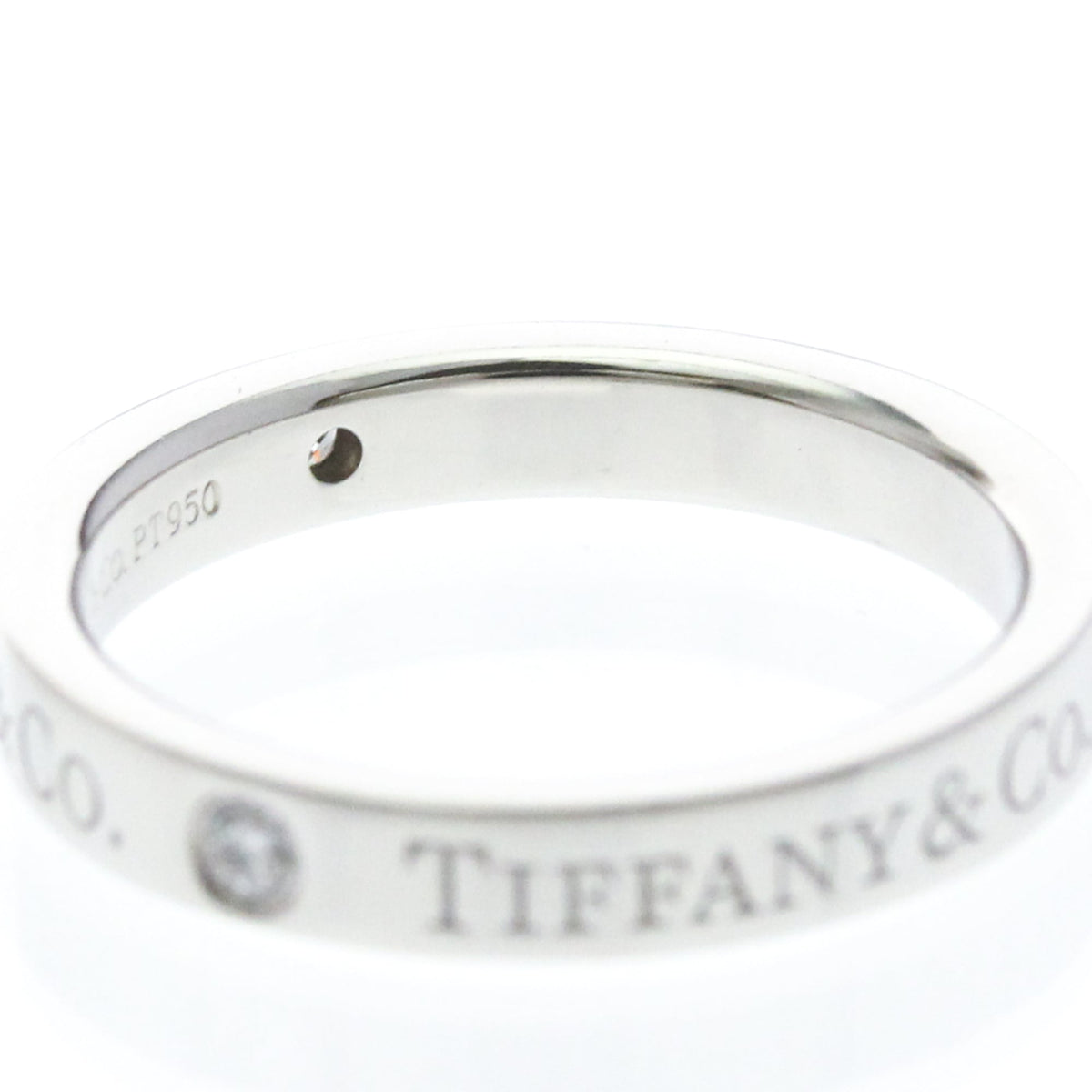 Tiffany & Co. Logo Band Platinum And Diamonds Silver Platinum Ring Jewelry (Pre-Owned)