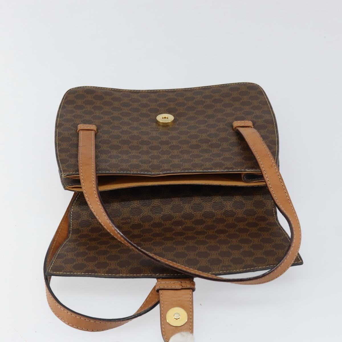 Celine Vintage Macadam Canvas And Leather Brown Canvas Handbag (Pre-Owned)