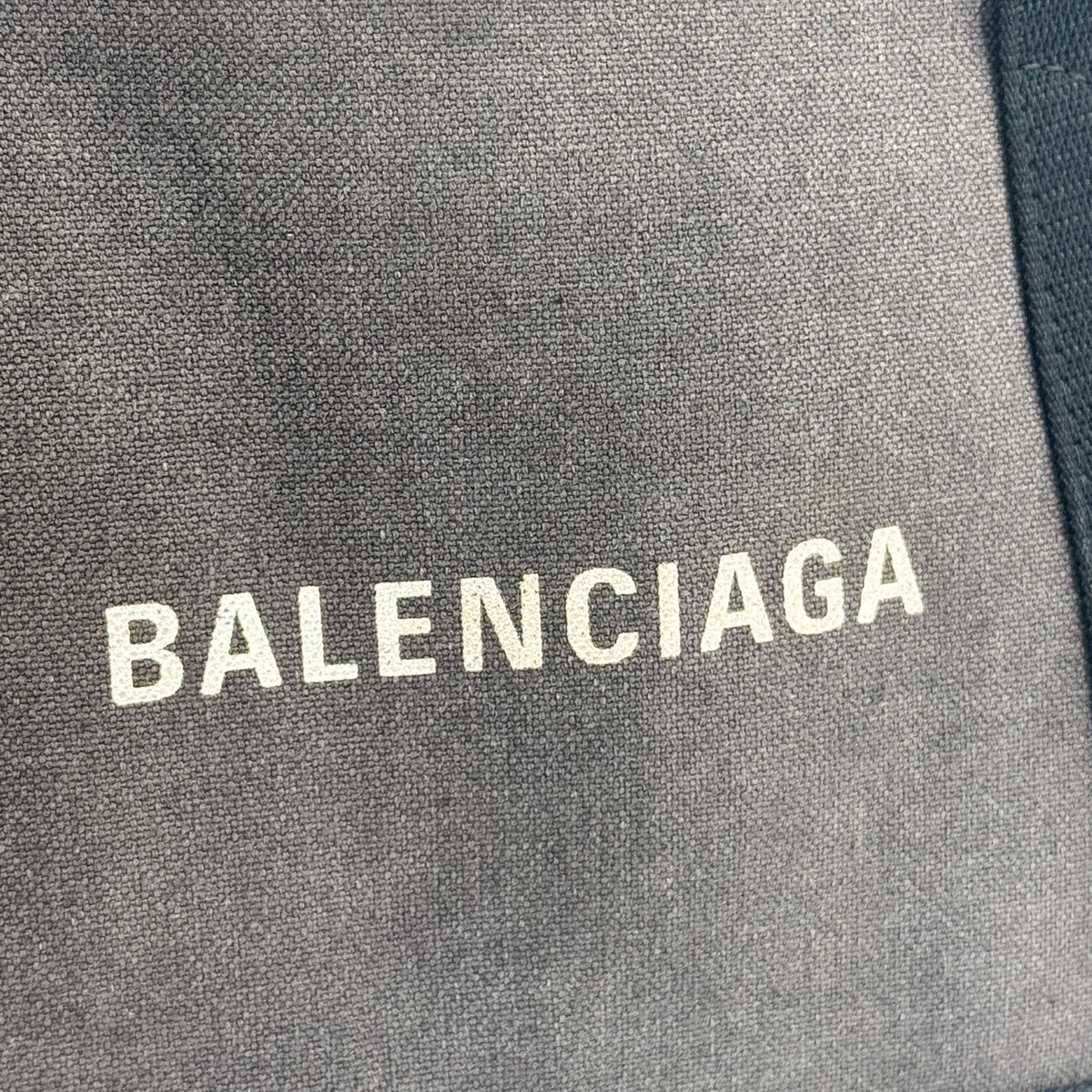 Balenciaga Navy Cabas Canvas With Leather Black Canvas Tote Bag Bag (Pre-Owned)