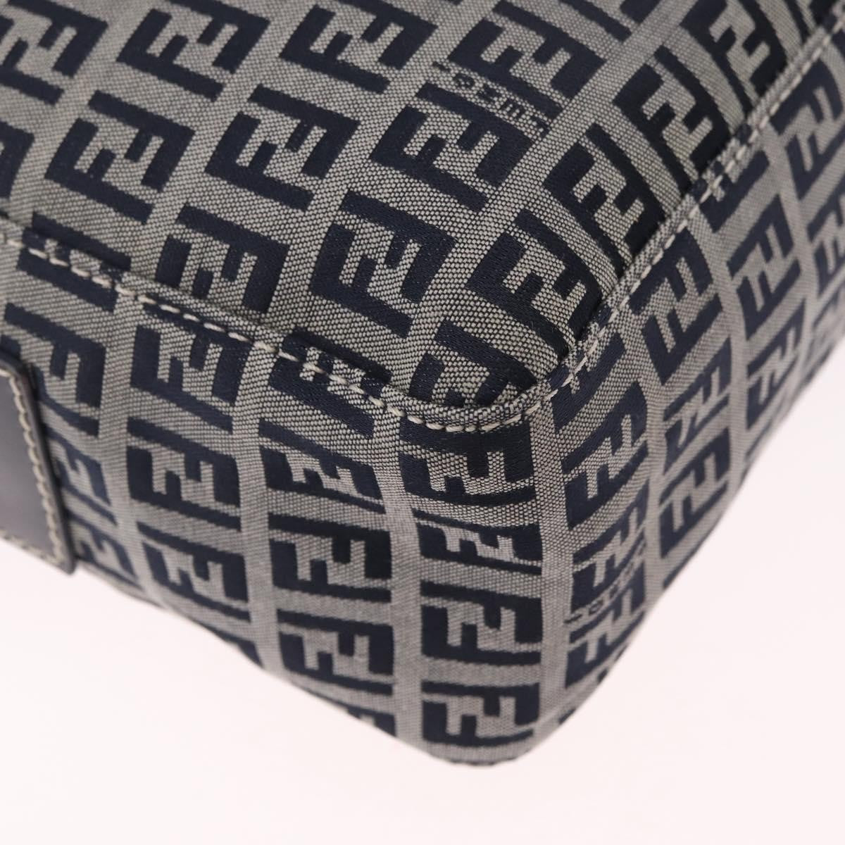 Fendi Shoulder Zucchino Canvas Navy Canvas Shoulder Bag Bag (Pre-Owned)