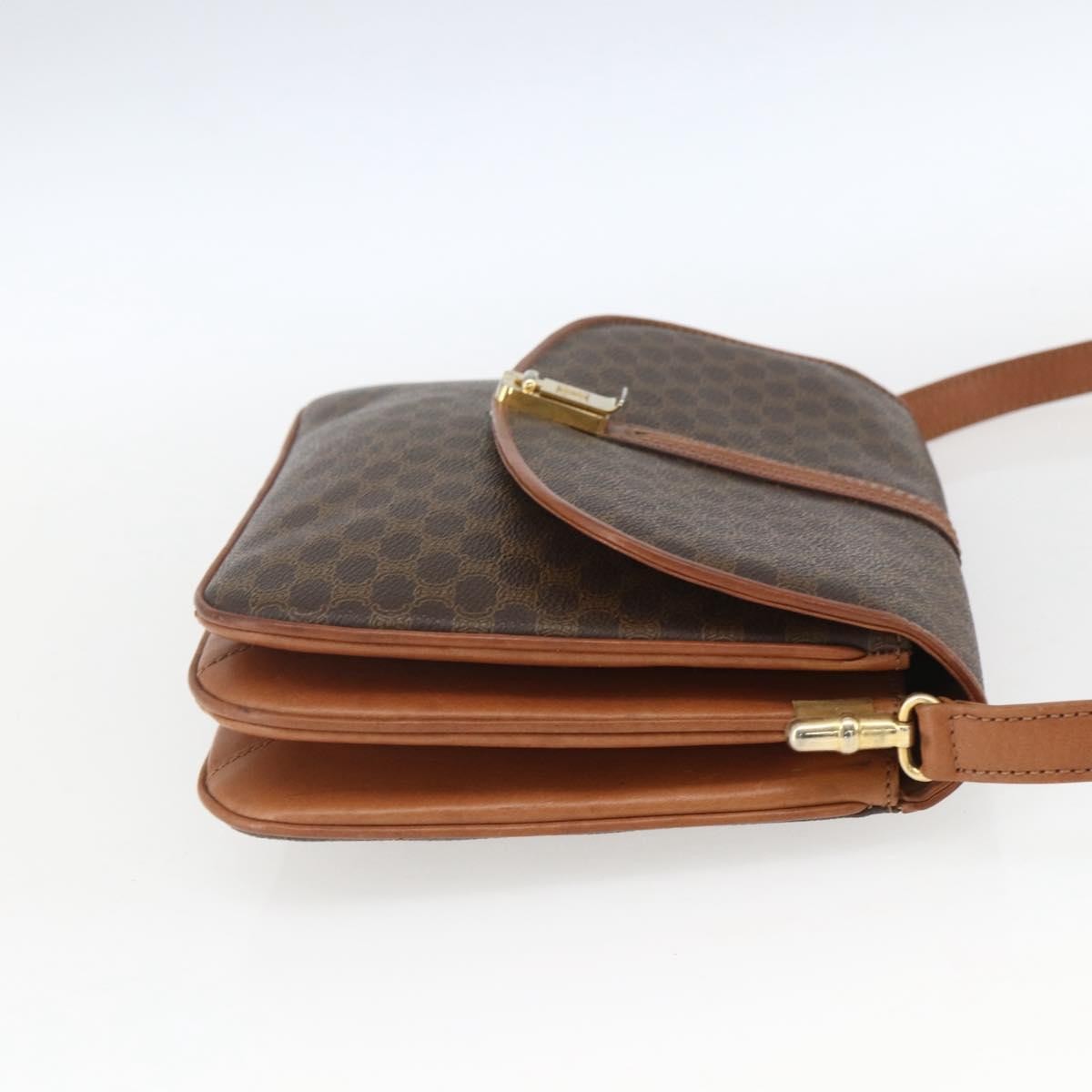 Celine Vintage Macadam Canvas And Leather Brown Canvas Shoulder Bag Bag (Pre-Owned)