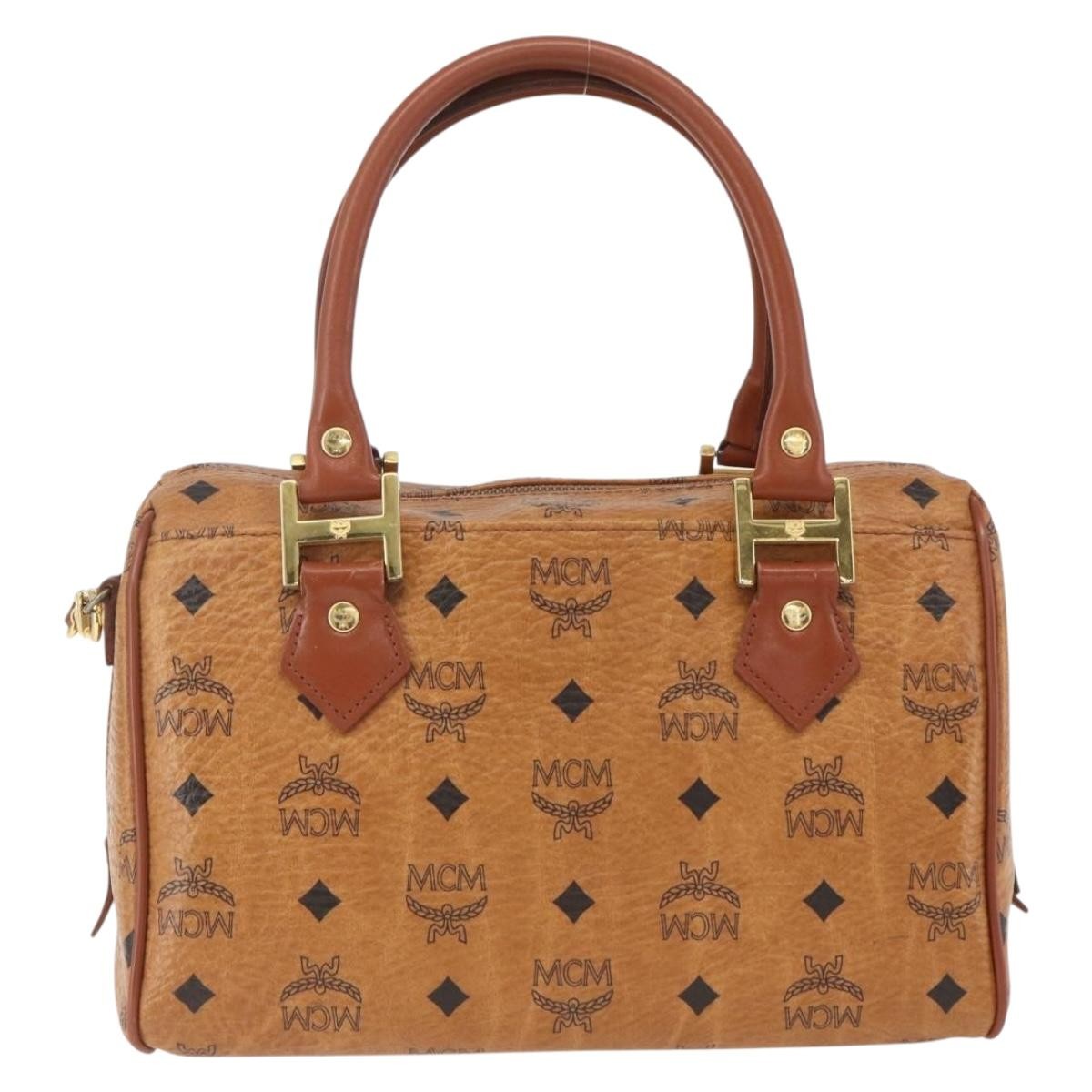 MCM Visetos Logogramme Canvas And Leather Brown Canvas Handbag (Pre-Owned)